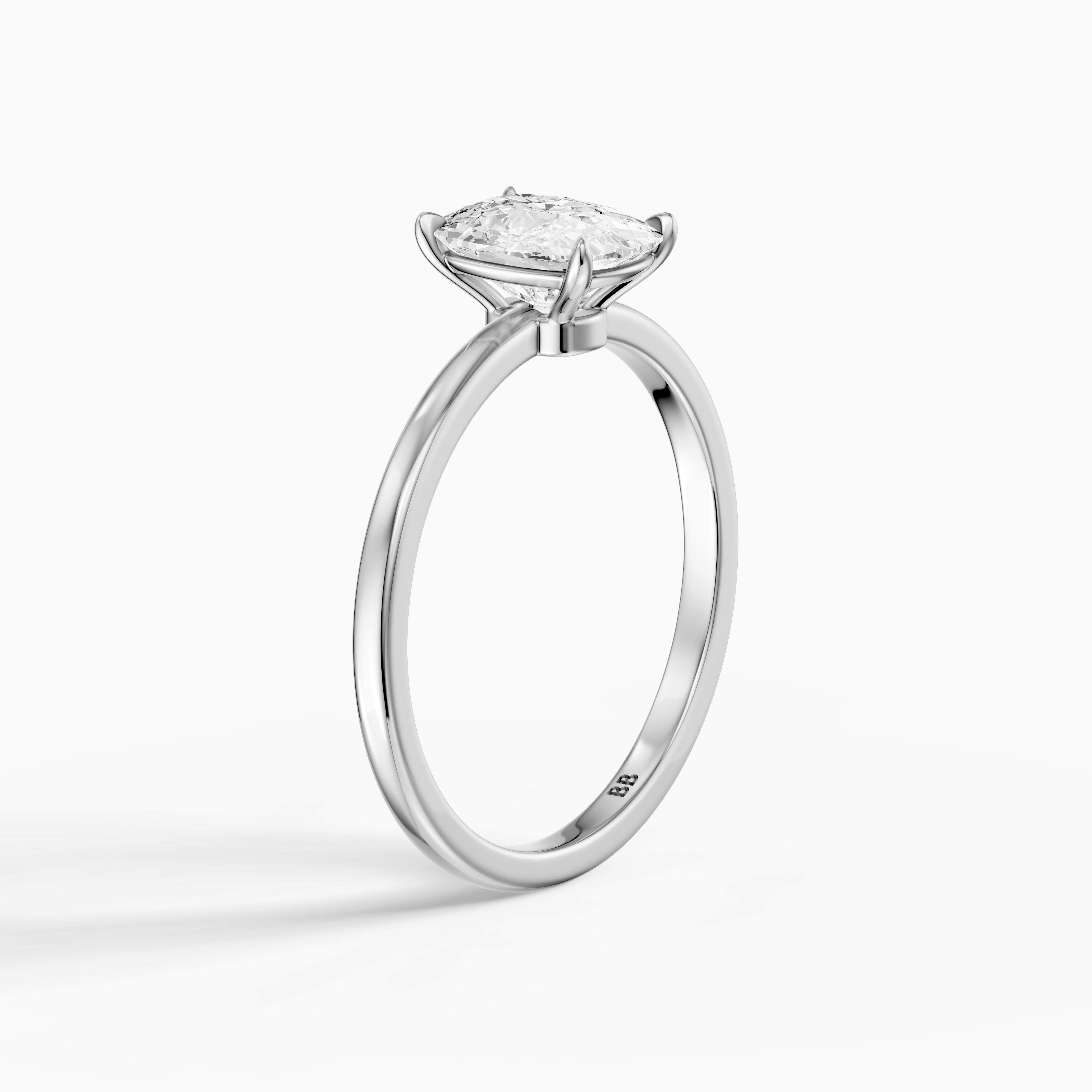 Shanis Elongated Cushion Cut Low Profile Solitaire Moissanite Diamond Ring