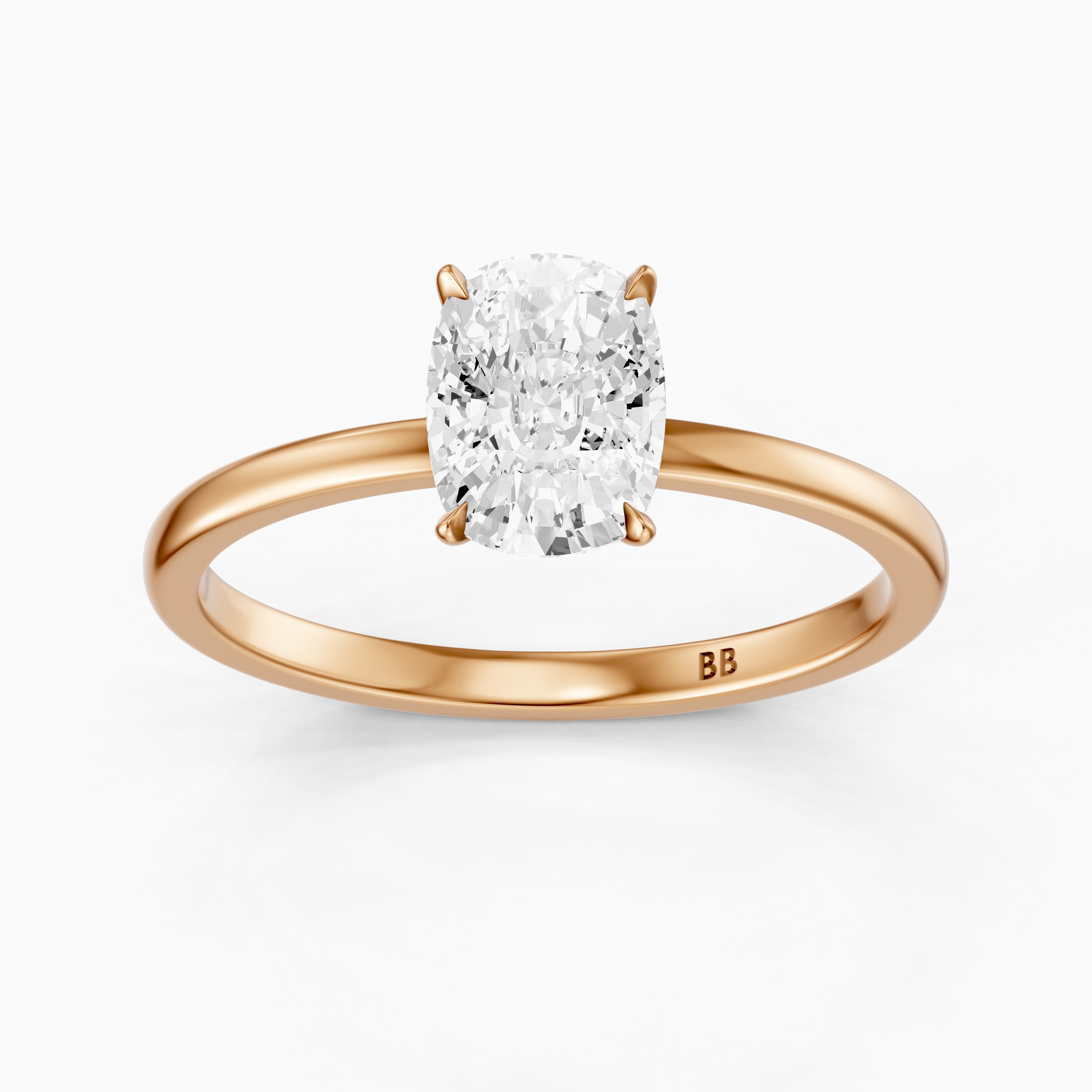 Shanis Elongated Cushion Cut Low Profile Solitaire Moissanite Diamond Ring