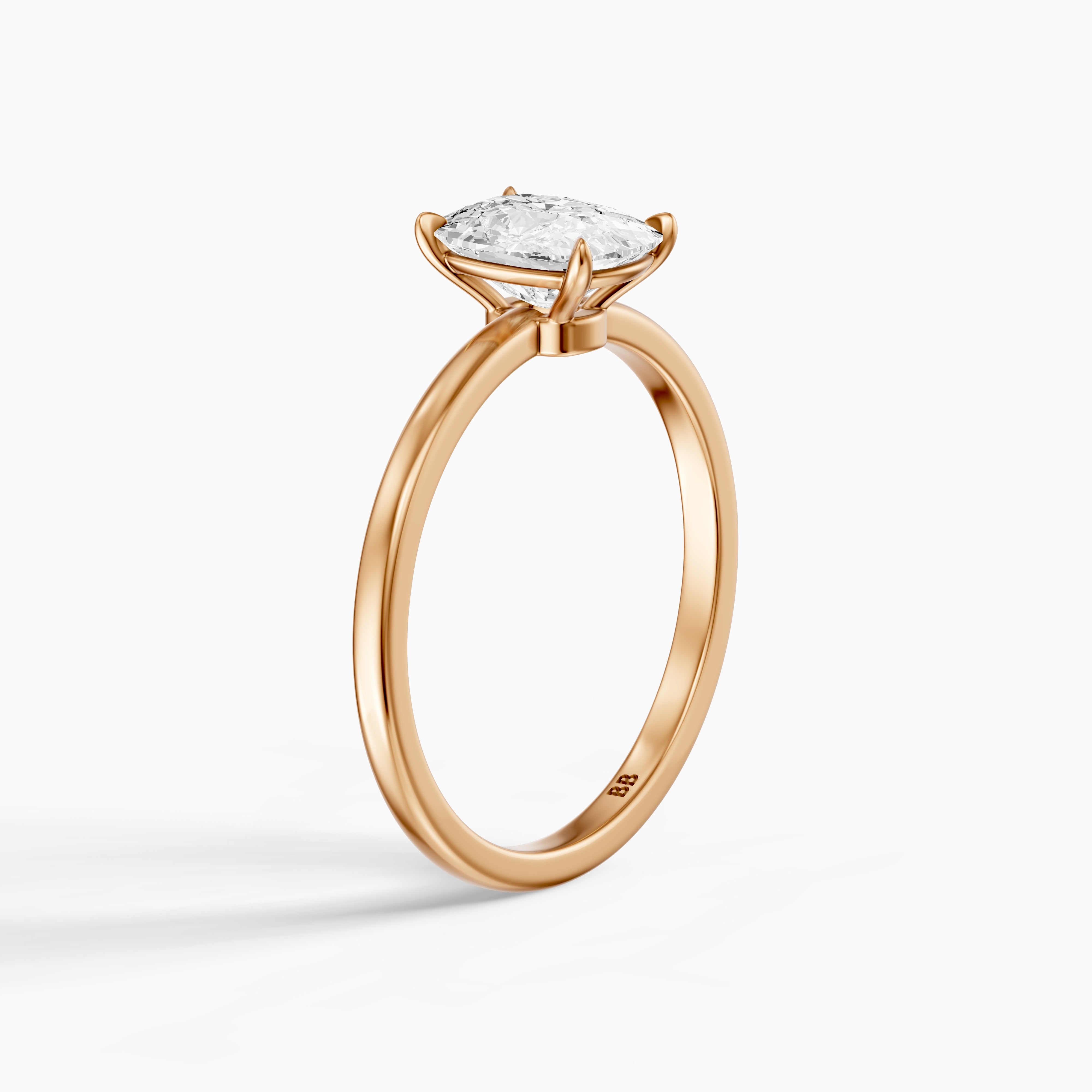 Shanis Elongated Cushion Cut Low Profile Solitaire Moissanite Diamond Ring