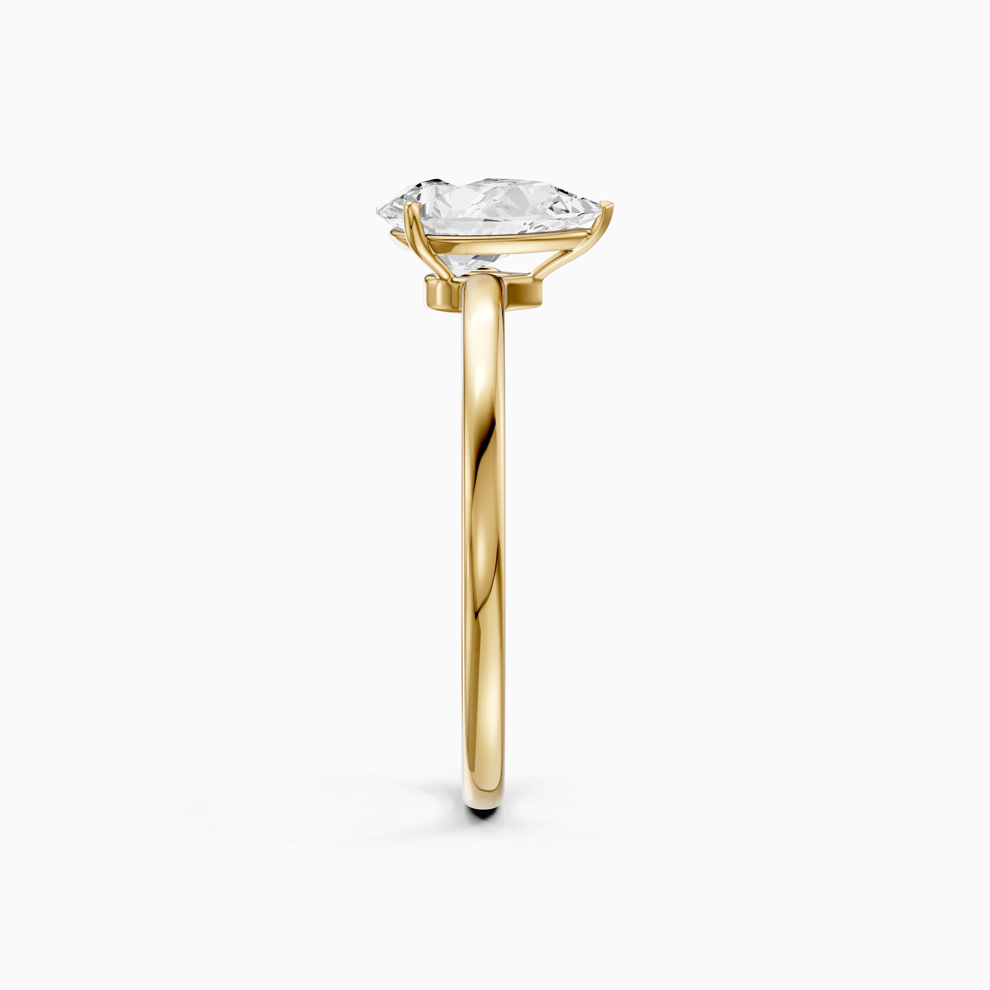 Demi Pear Cut Low Profile Solitaire Moissanite Diamond Ring