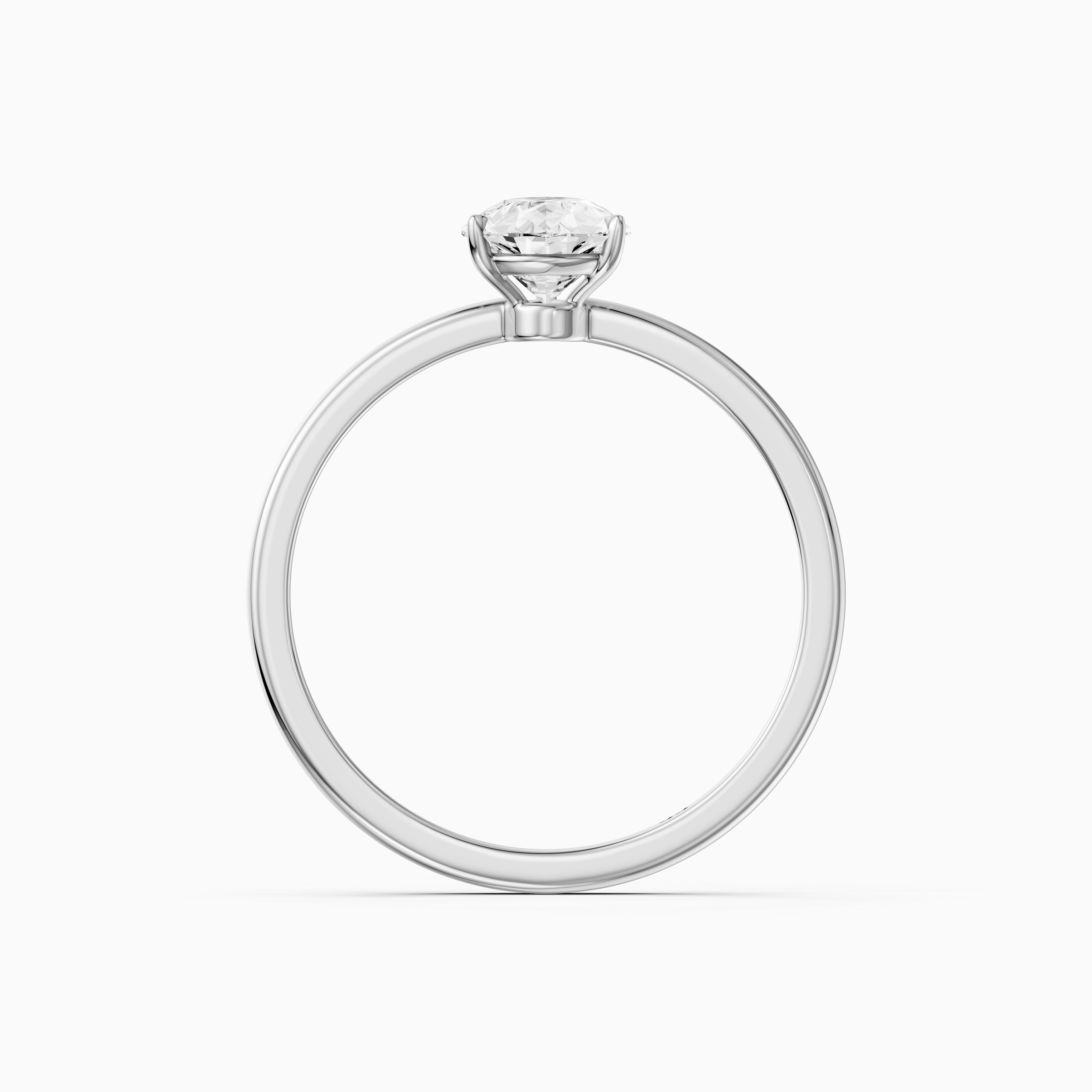 Demi Pear Cut Low Profile Solitaire Moissanite Diamond Ring
