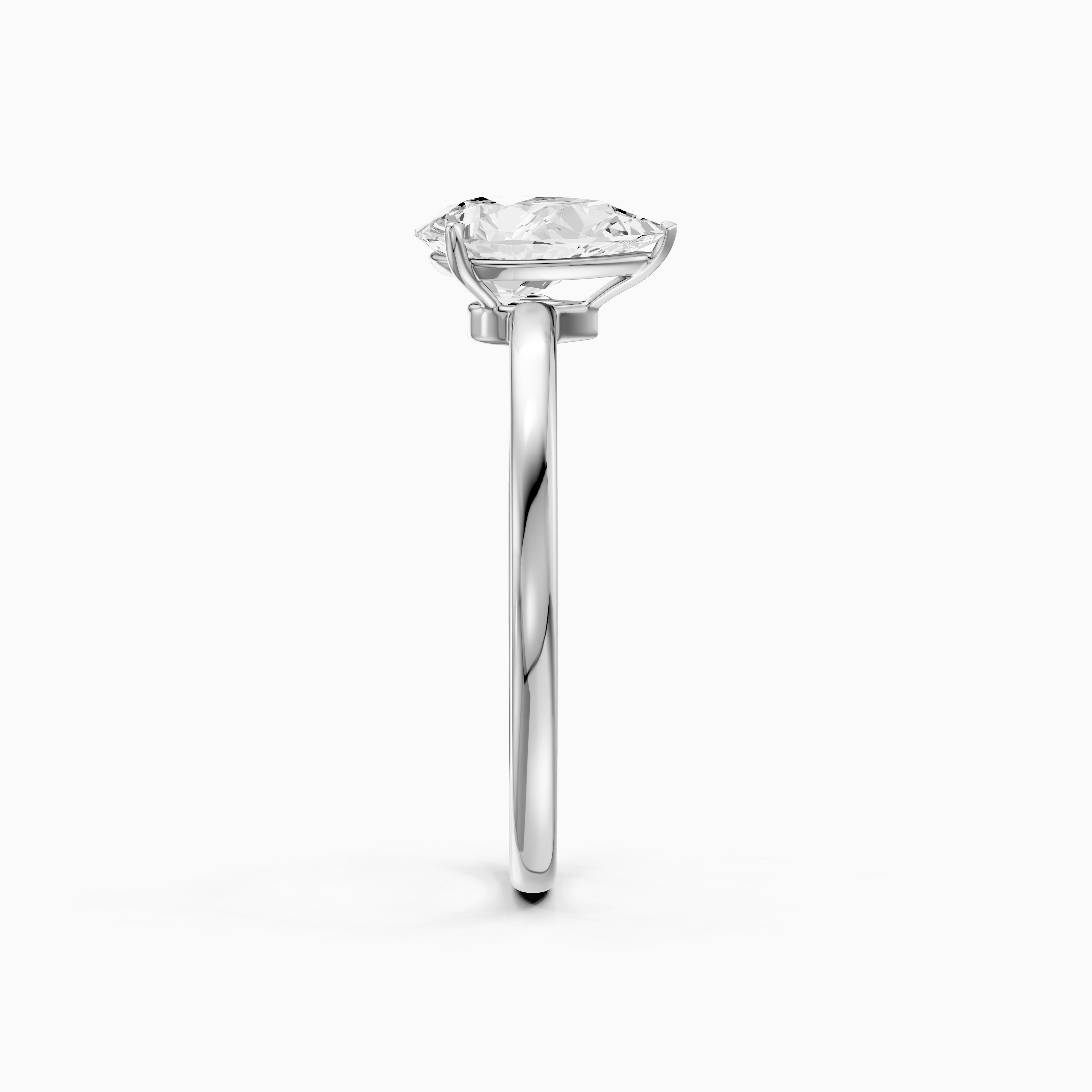 Demi Pear Cut Low Profile Solitaire Moissanite Diamond Ring