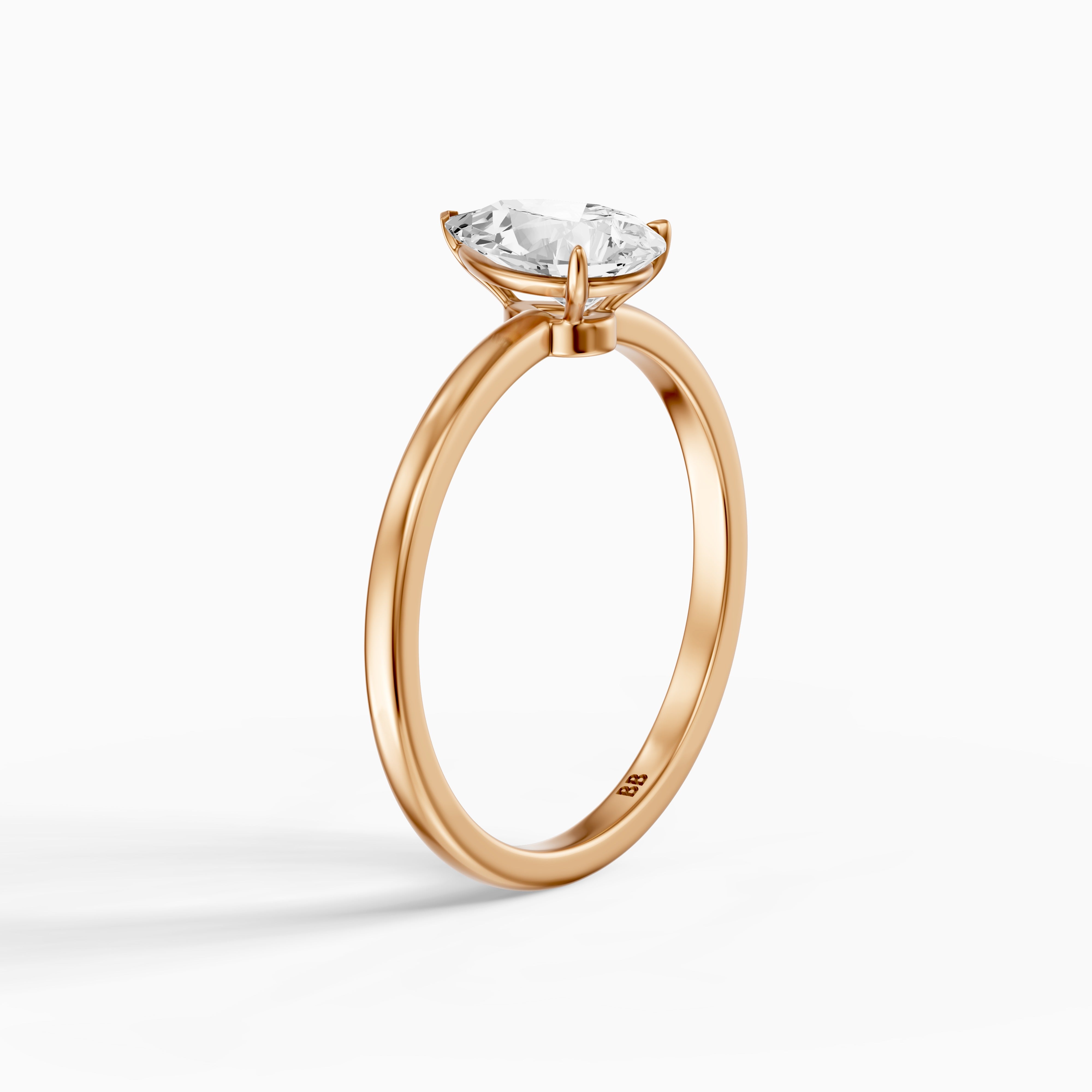 Demi Pear Cut Low Profile Solitaire Moissanite Diamond Ring