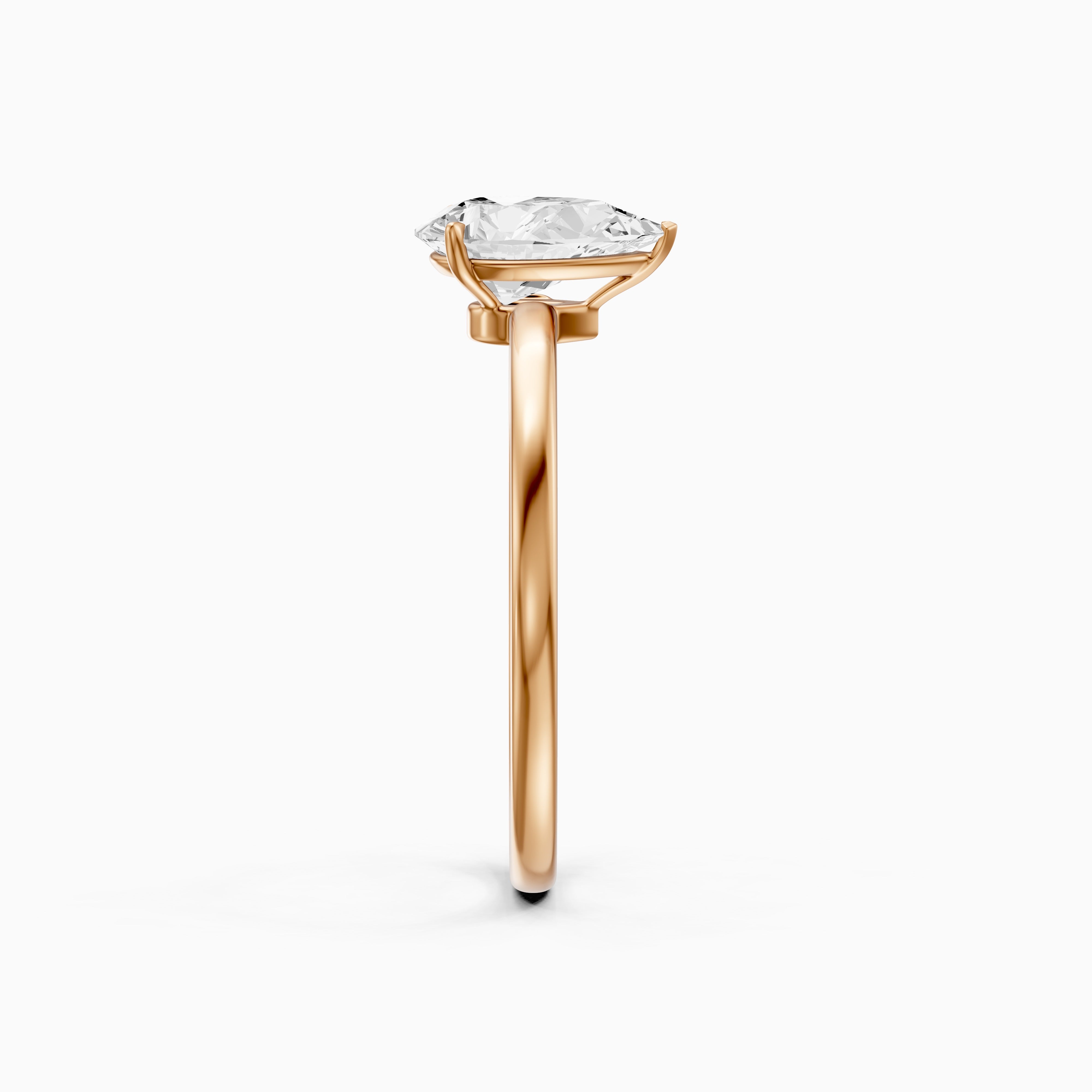 Demi Pear Cut Low Profile Solitaire Moissanite Diamond Ring