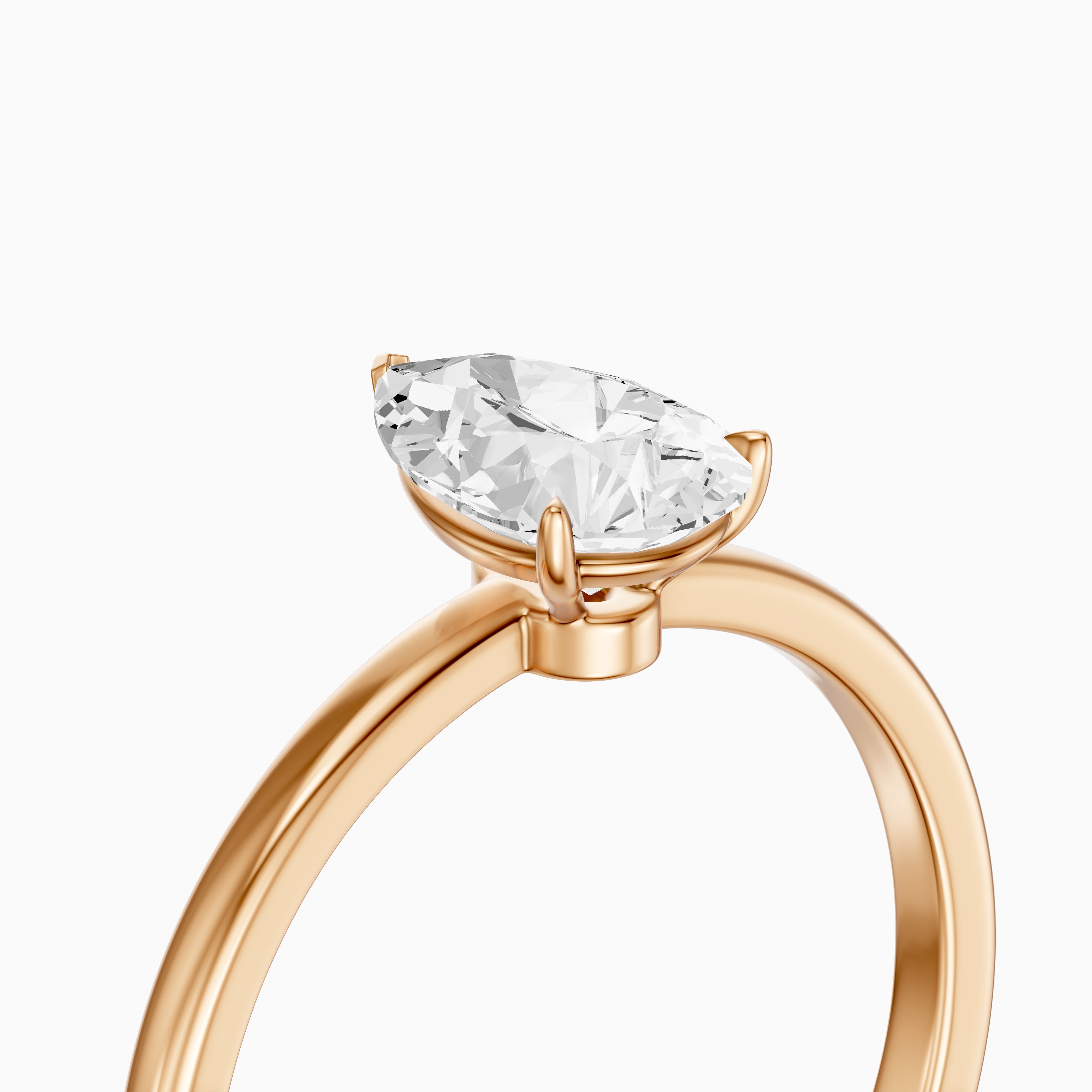 Demi Pear Cut Low Profile Solitaire Moissanite Diamond Ring