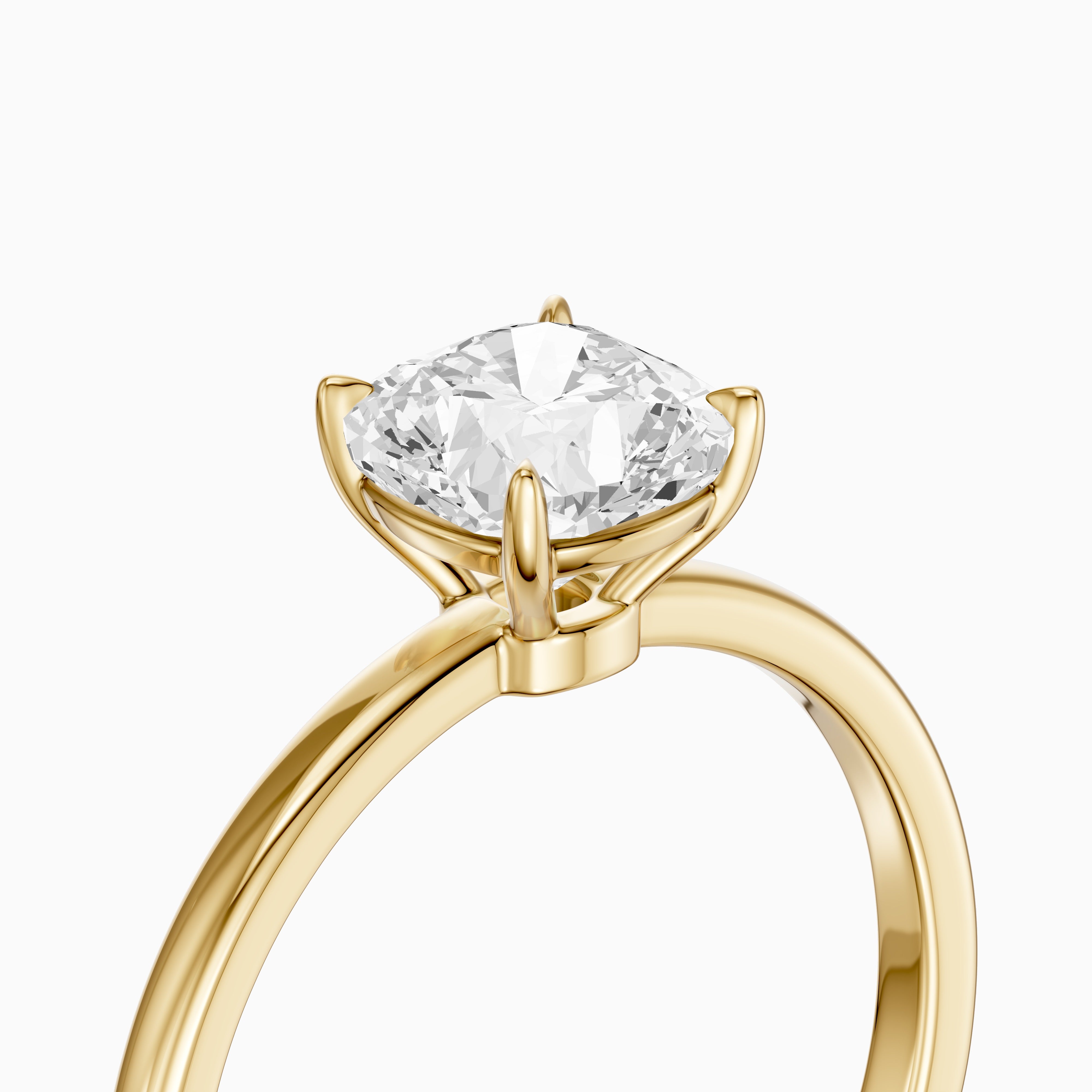 Skylyn Cushion Cut Low Profile Solitaire Moissanite Diamond Ring