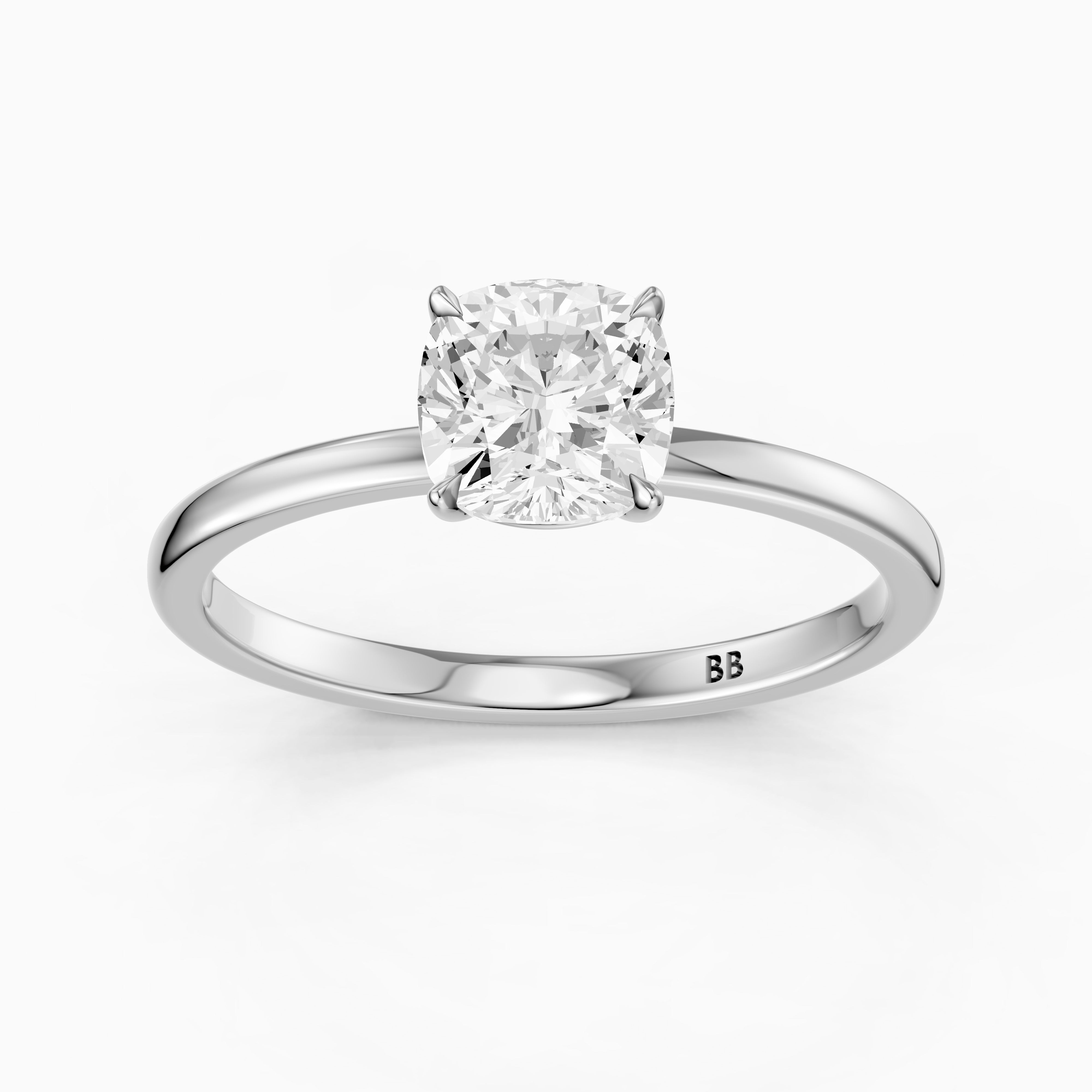 Skylyn Cushion Cut Low Profile Solitaire Moissanite Diamond Ring