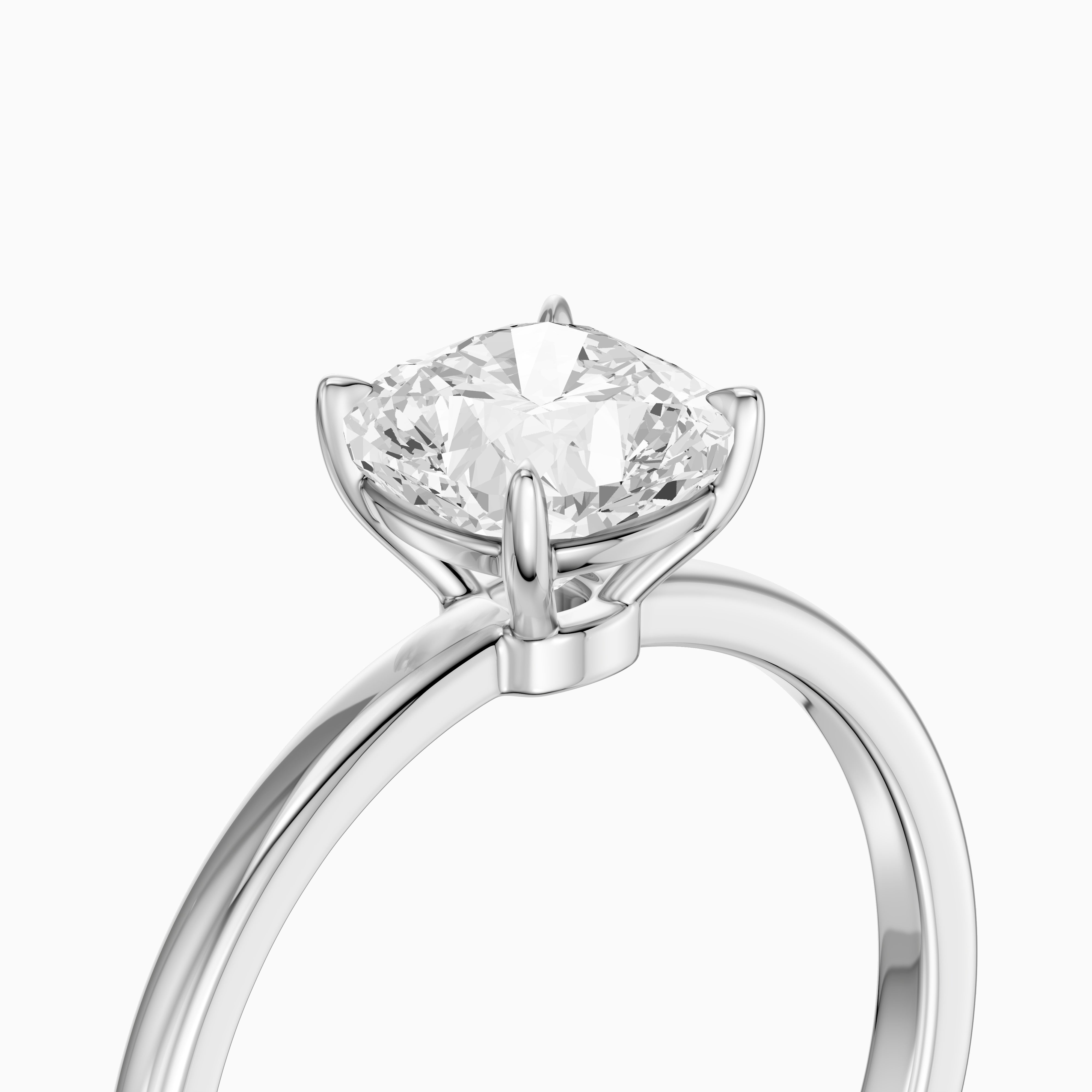 Skylyn Cushion Cut Low Profile Solitaire Moissanite Diamond Ring