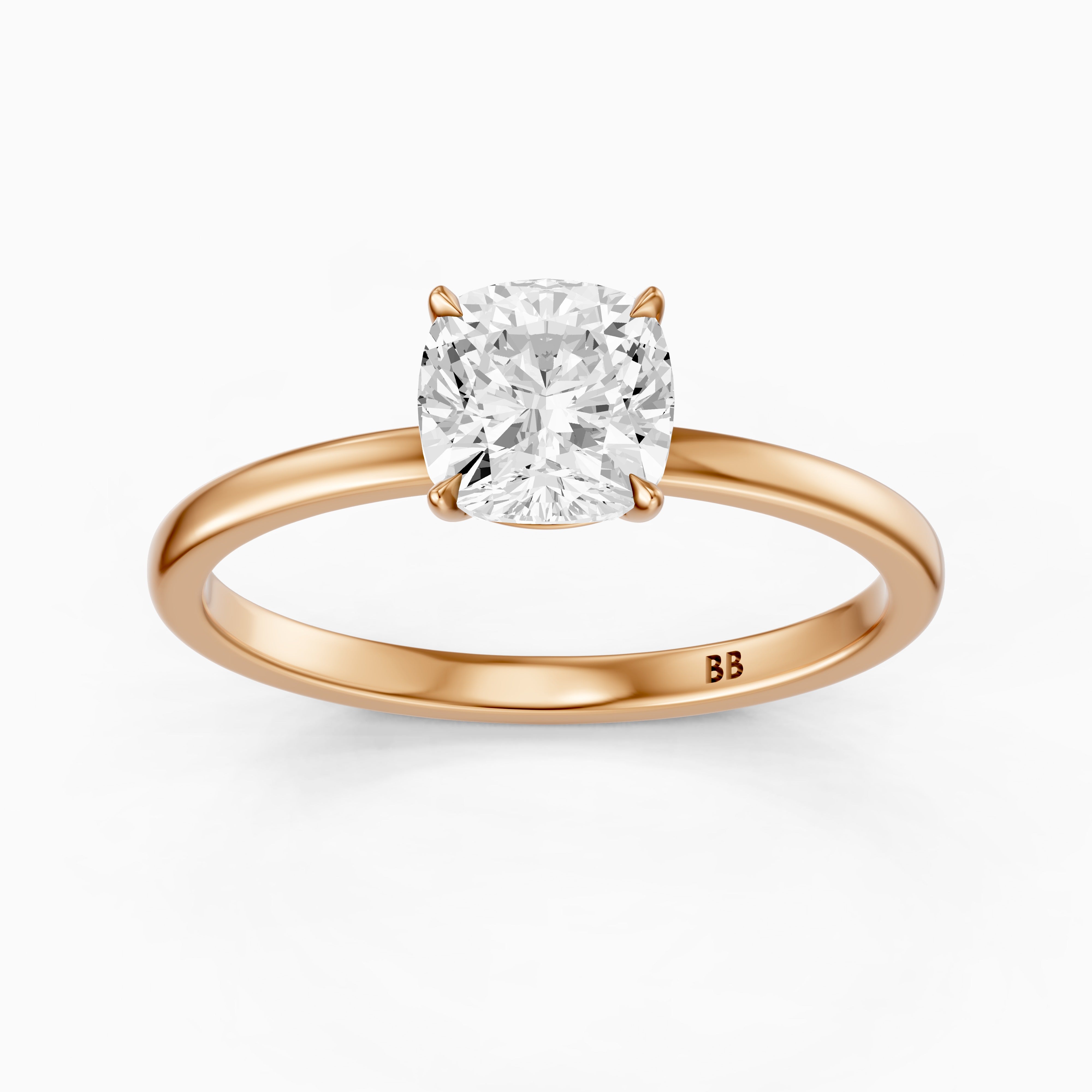 Skylyn Cushion Cut Low Profile Solitaire Moissanite Diamond Ring