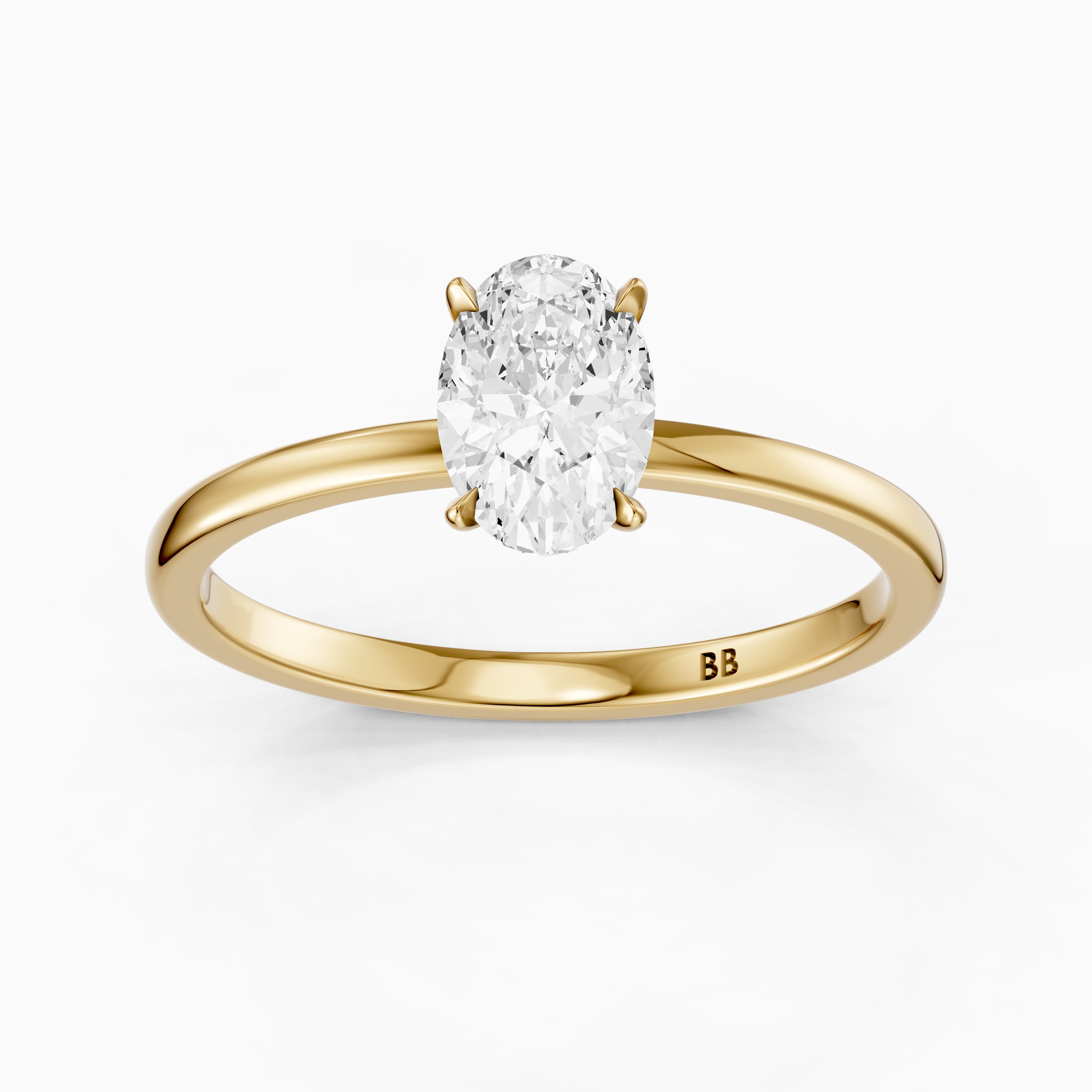Starla Oval Cut Low Profile Solitaire Moissanite Diamond Ring