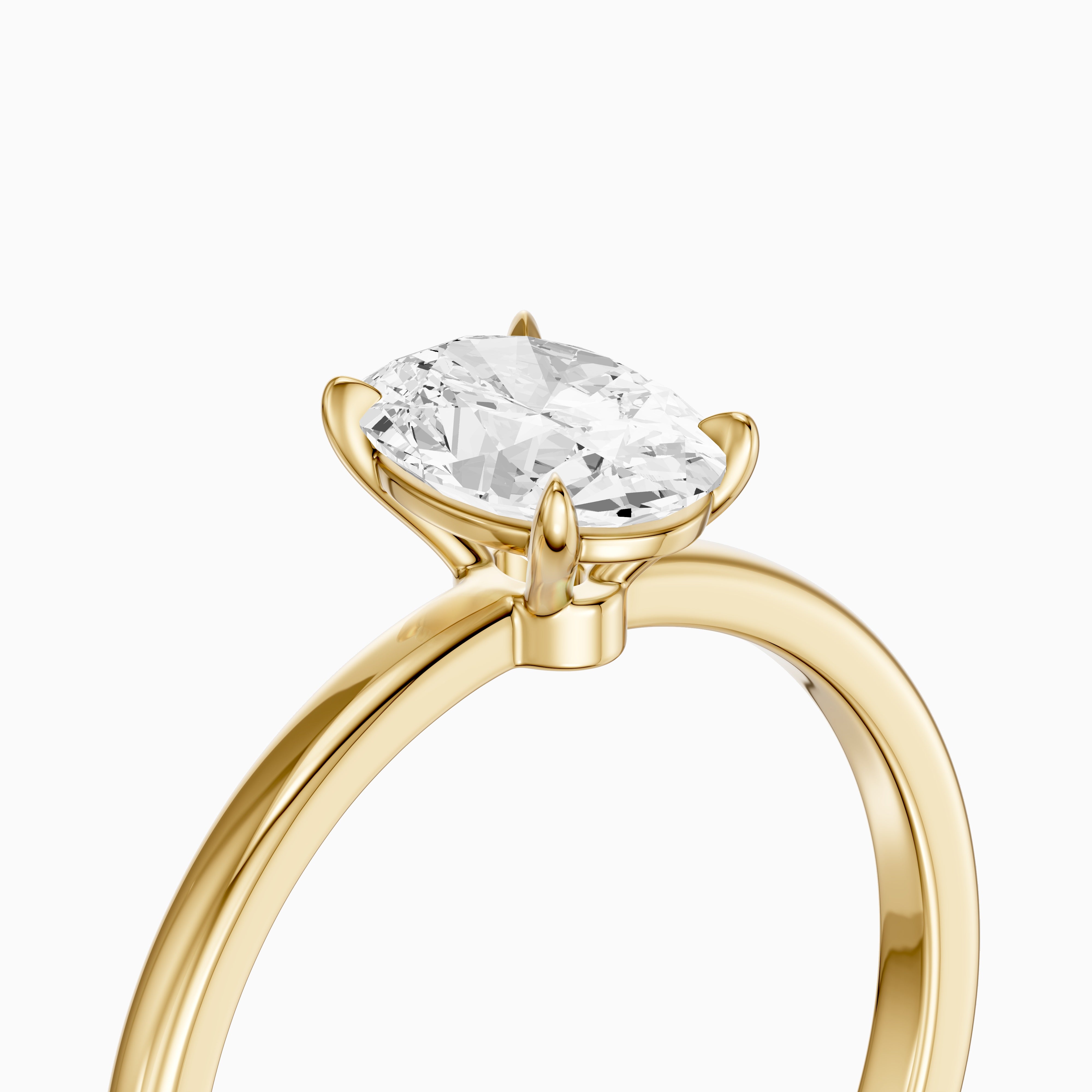 Starla Oval Cut Low Profile Solitaire Moissanite Diamond Ring