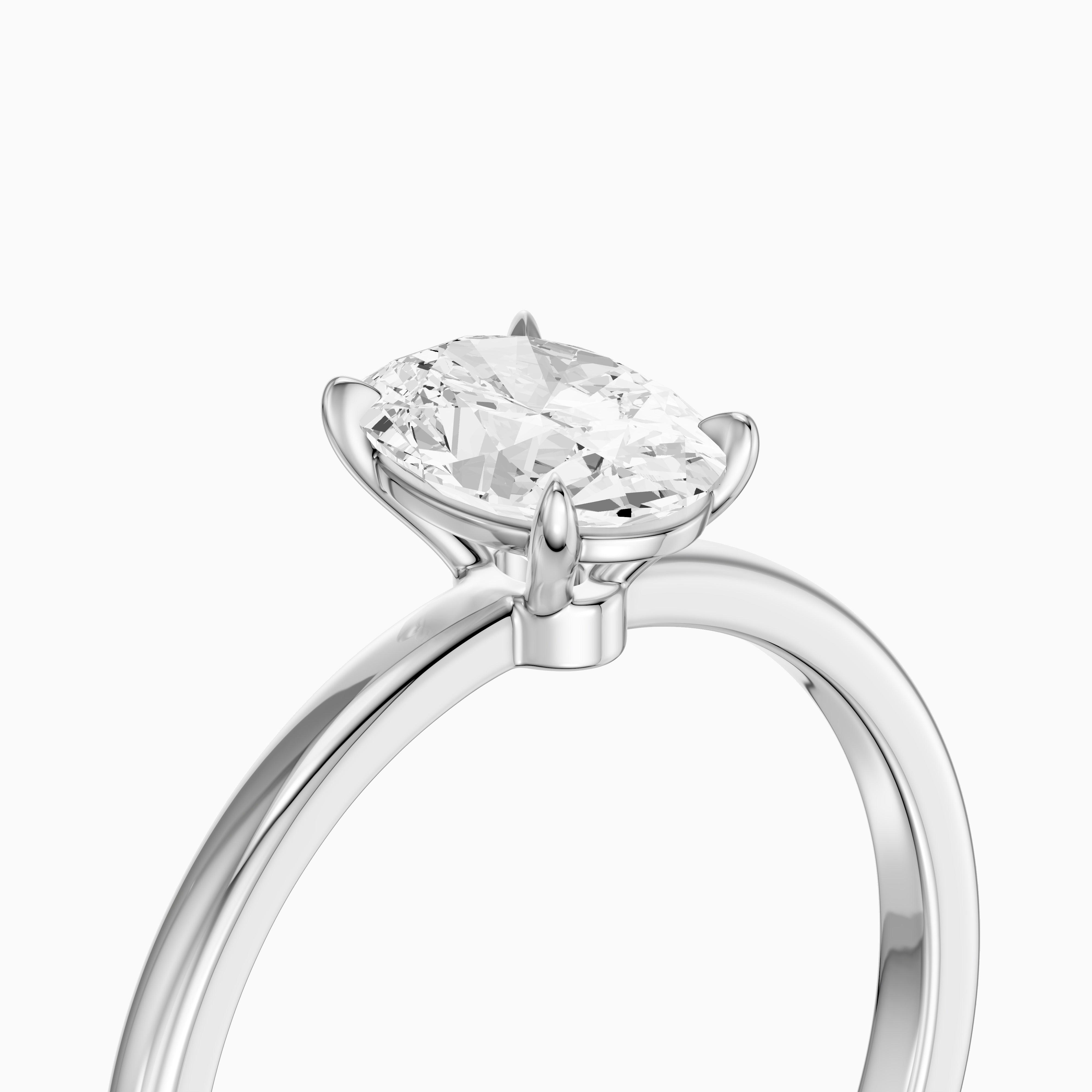 Starla Oval Cut Low Profile Solitaire Moissanite Diamond Ring