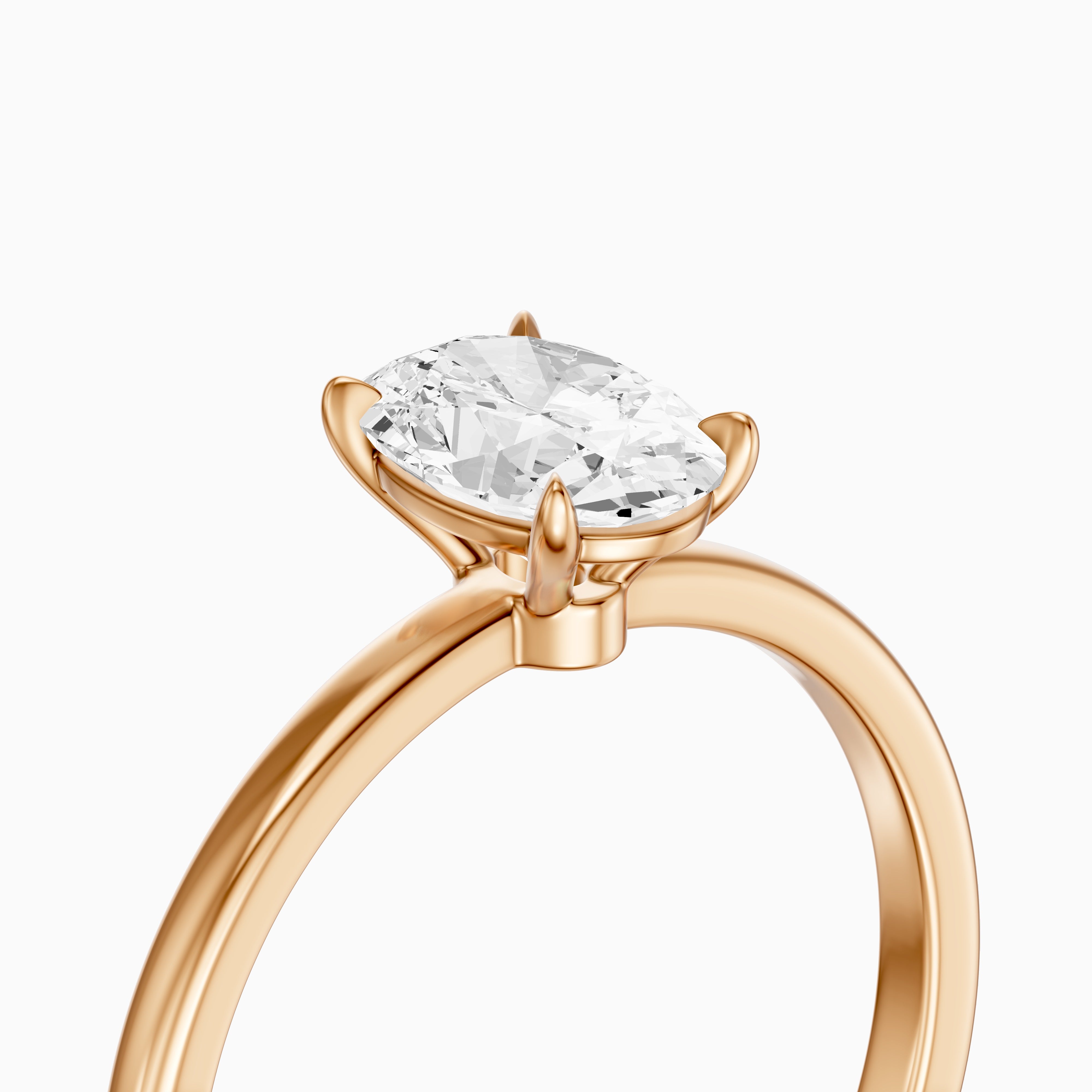 Starla Oval Cut Low Profile Solitaire Moissanite Diamond Ring