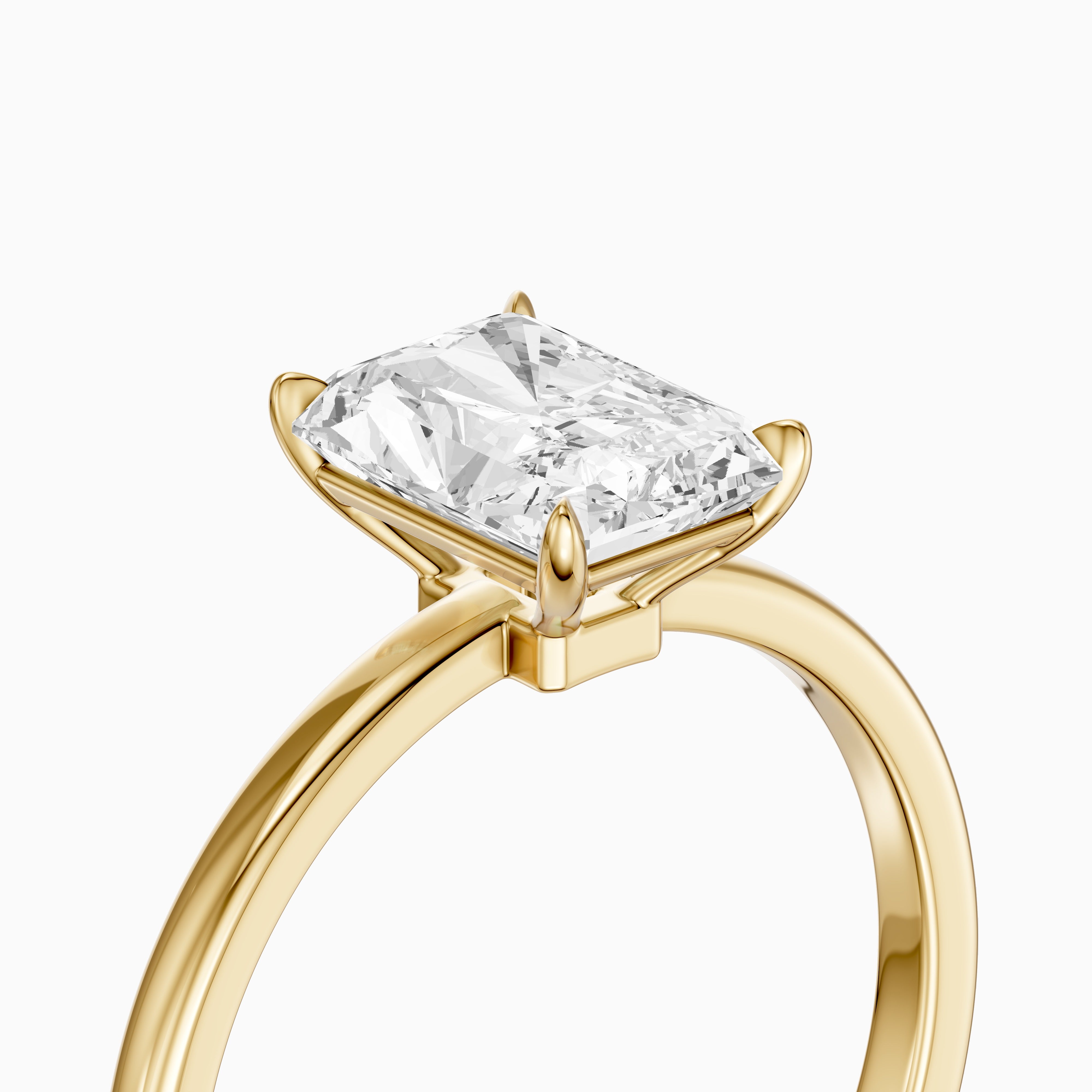Tinaya Radiant Cut Low Profile Solitaire Moissanite Diamond Ring