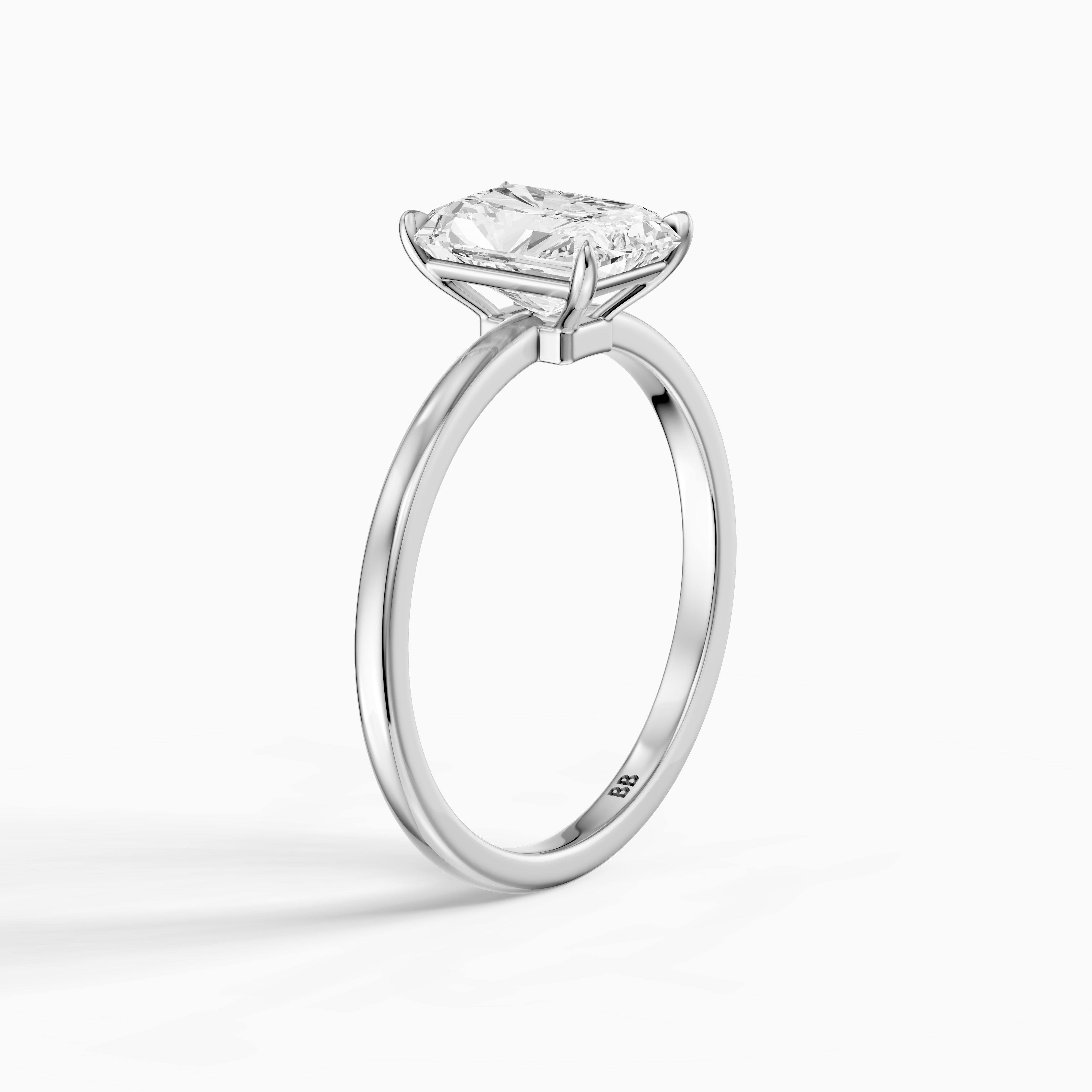 Tinaya Radiant Cut Low Profile Solitaire Moissanite Diamond Ring