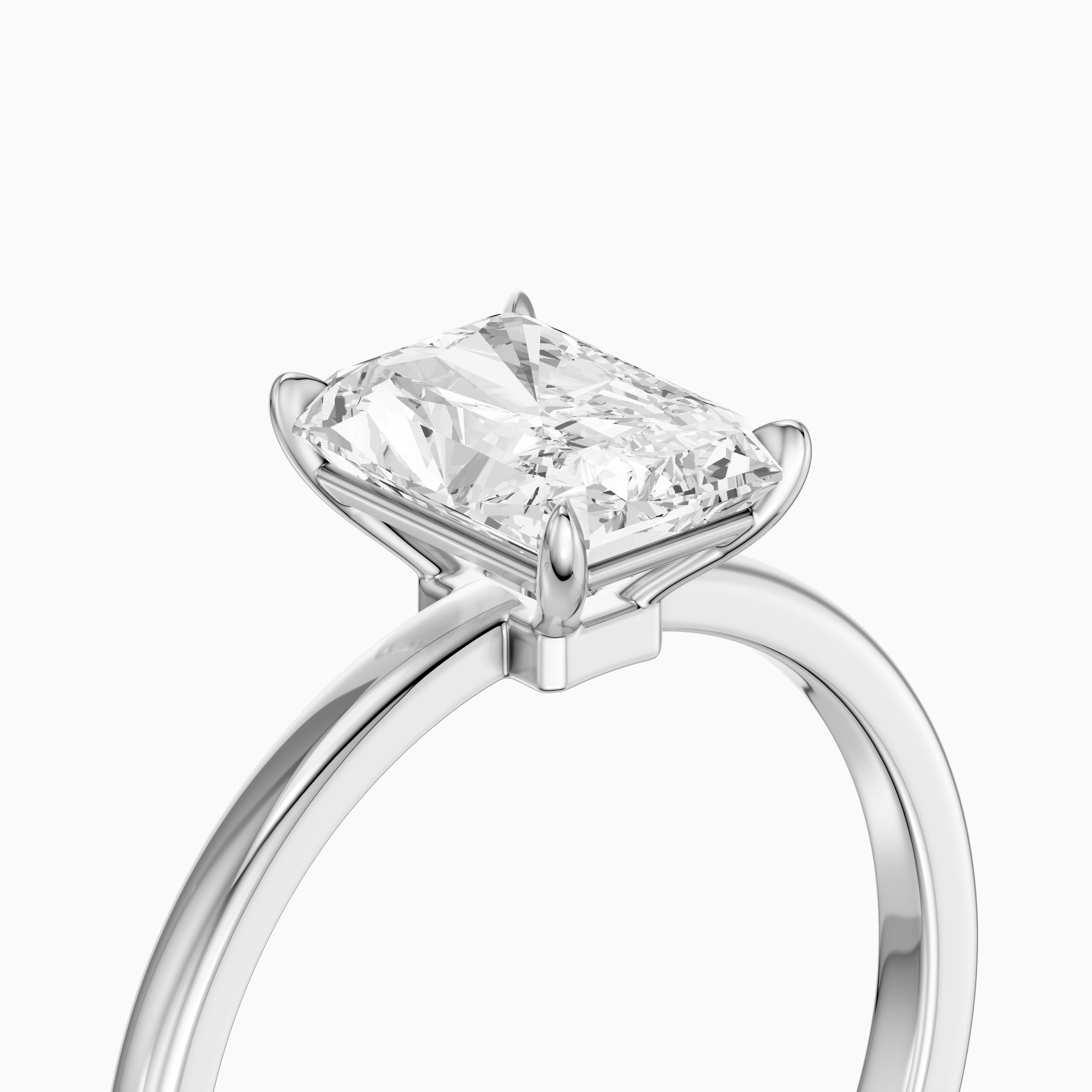 Tinaya Radiant Cut Low Profile Solitaire Moissanite Diamond Ring