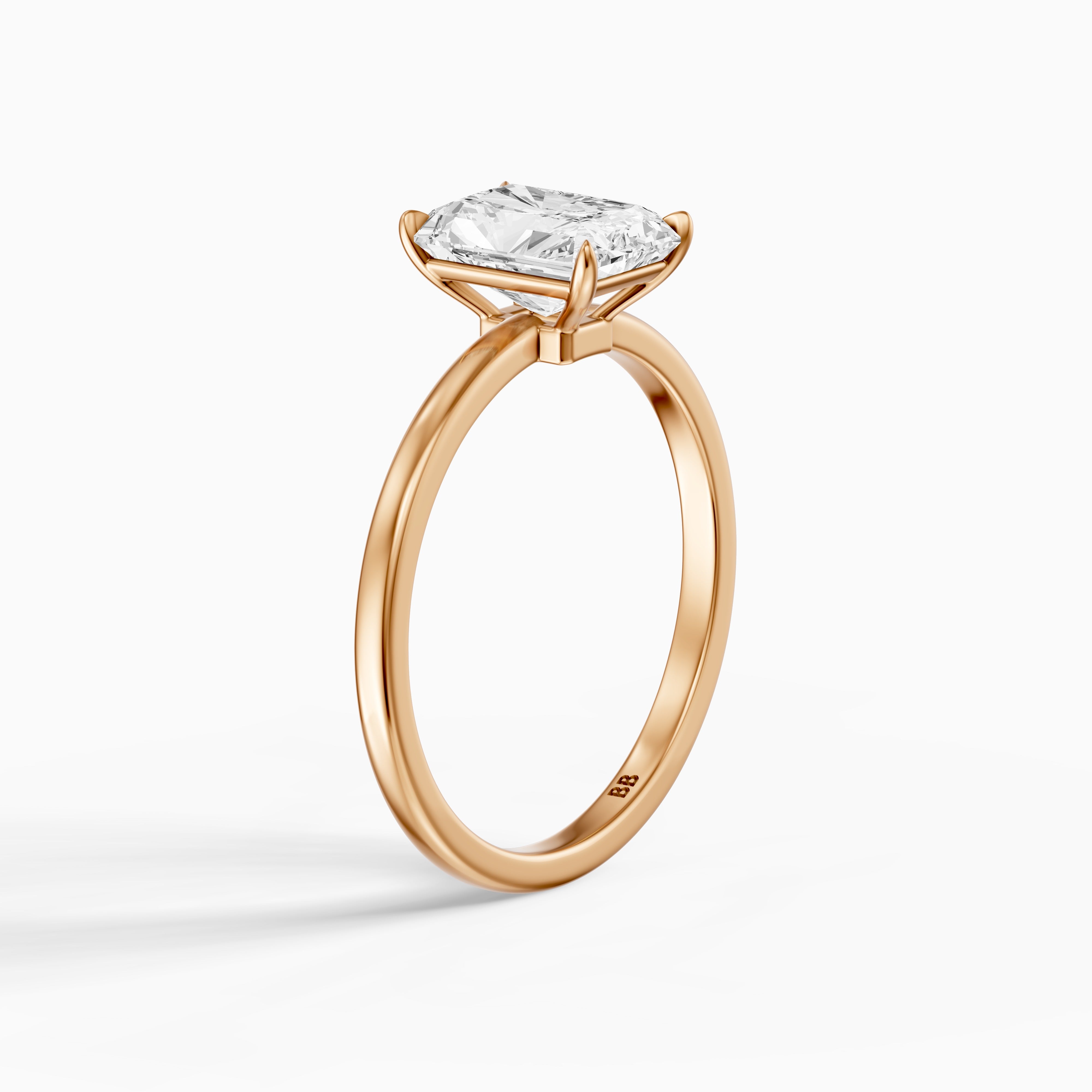 Tinaya Radiant Cut Low Profile Solitaire Moissanite Diamond Ring