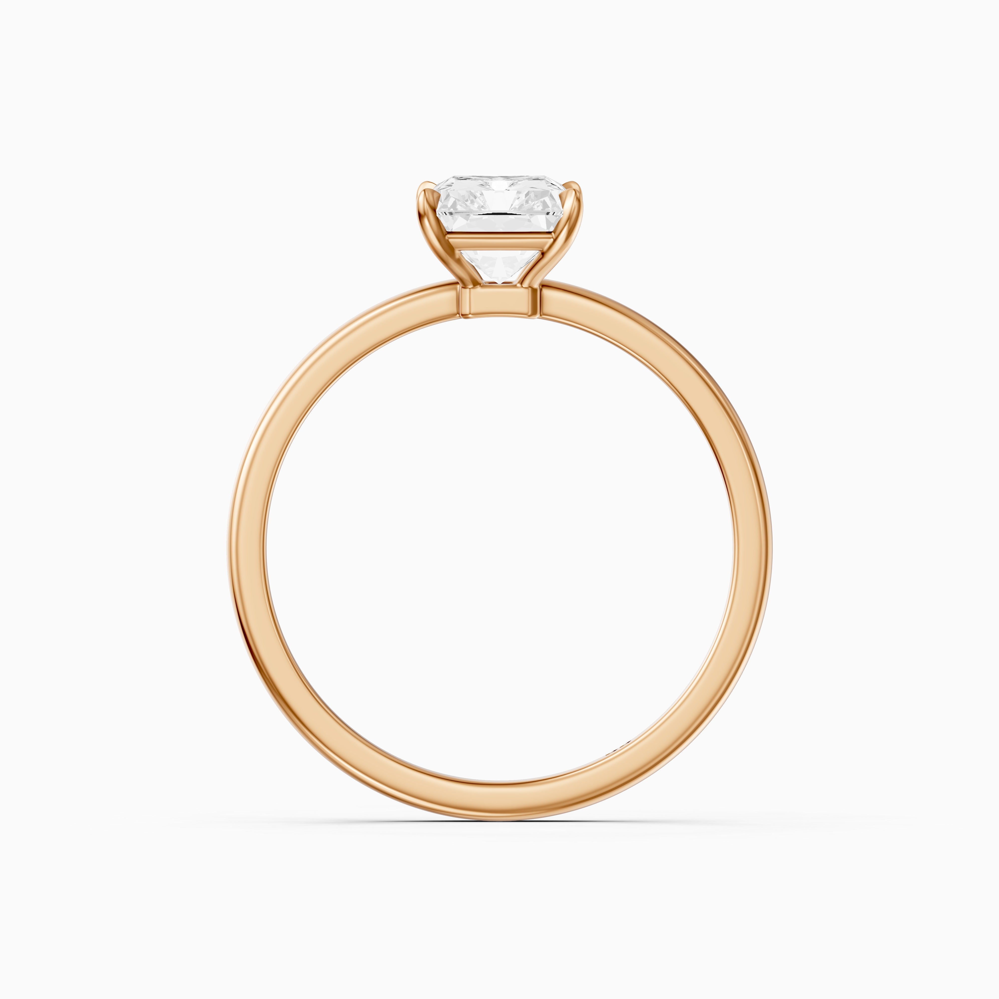 Tinaya Radiant Cut Low Profile Solitaire Moissanite Diamond Ring