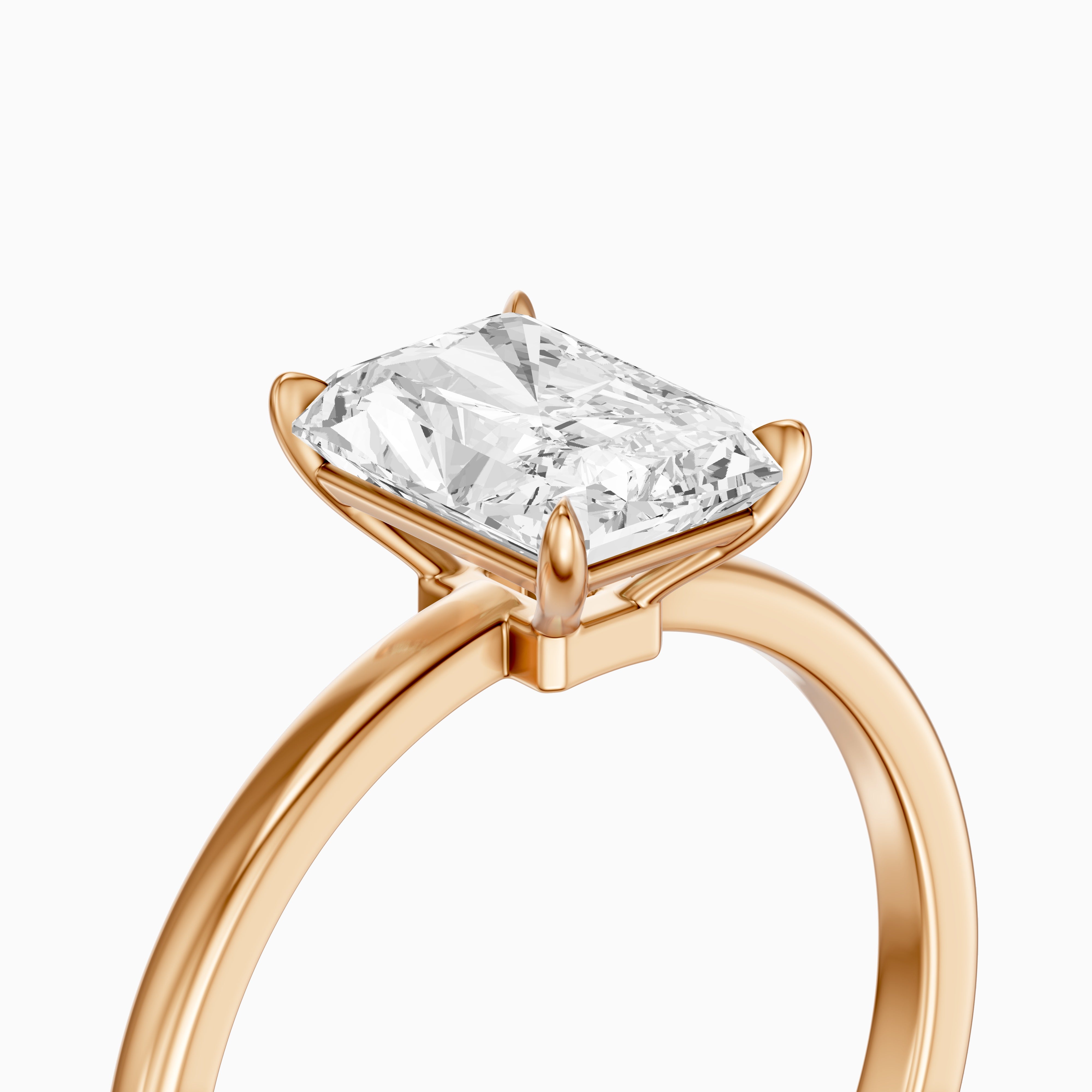 Tinaya Radiant Cut Low Profile Solitaire Moissanite Diamond Ring