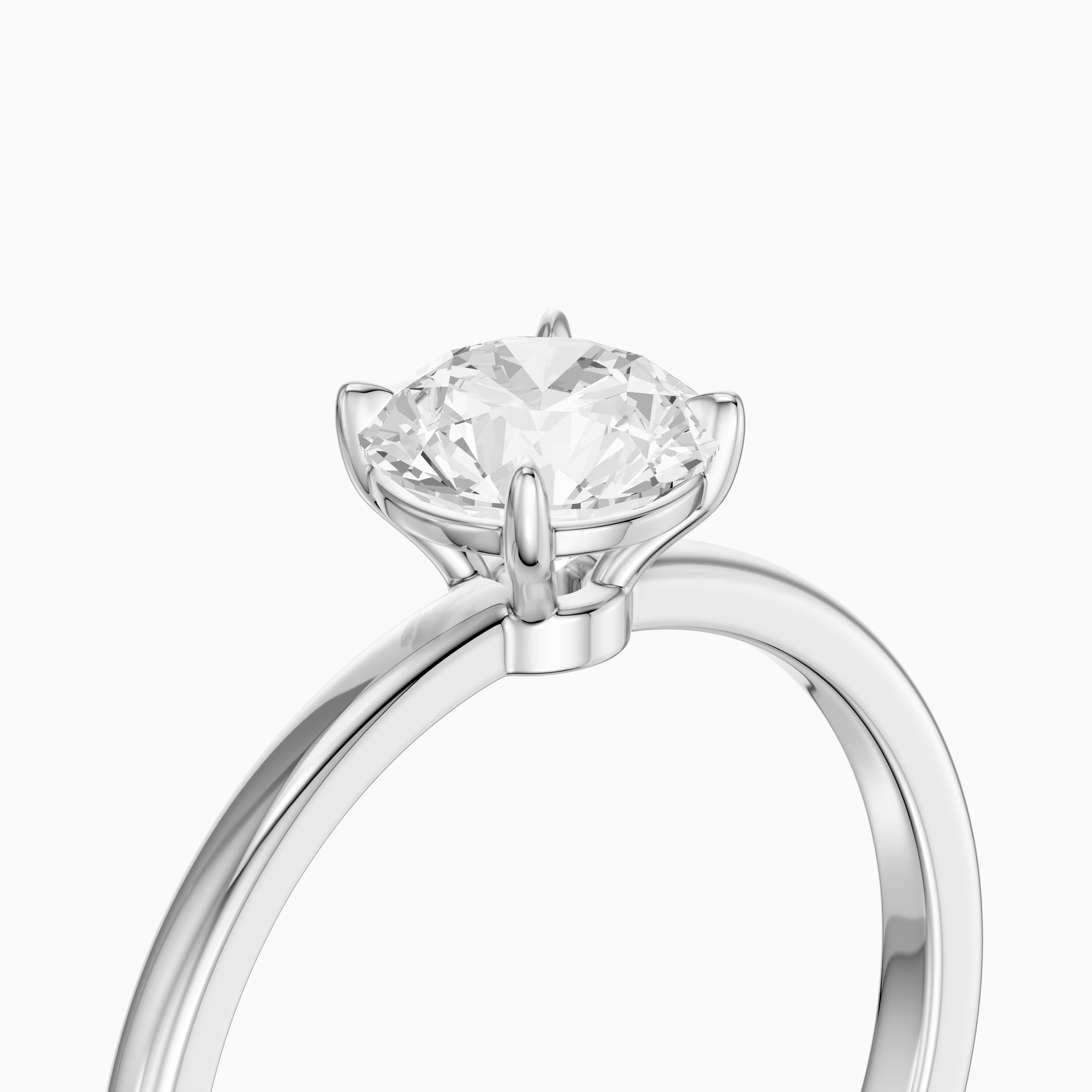 Tinlee Round Cut Low Profile Solitaire Moissanite Diamond Ring