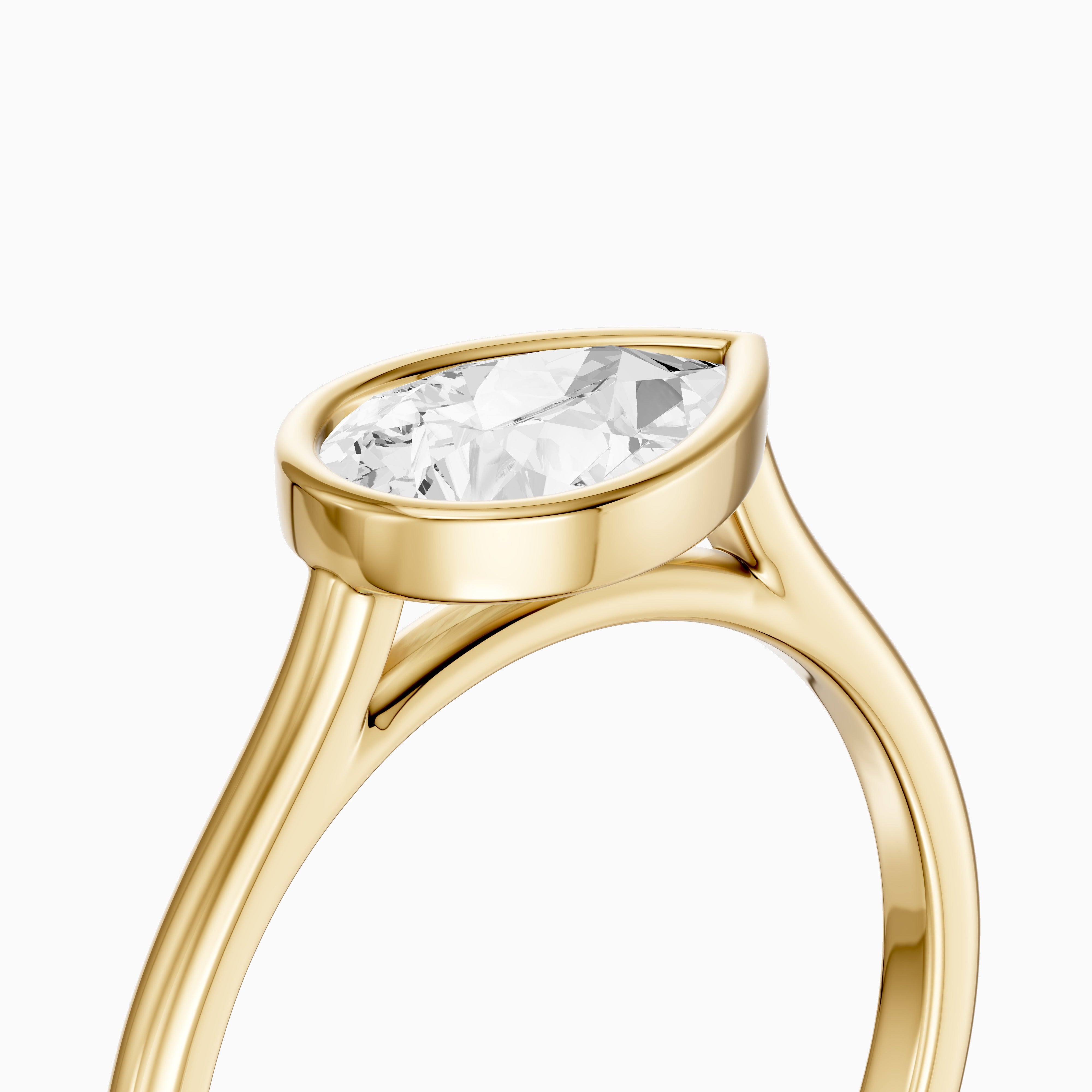 Madison Pear Cut East West Bezel Lab Grown Diamond Engagement Ring