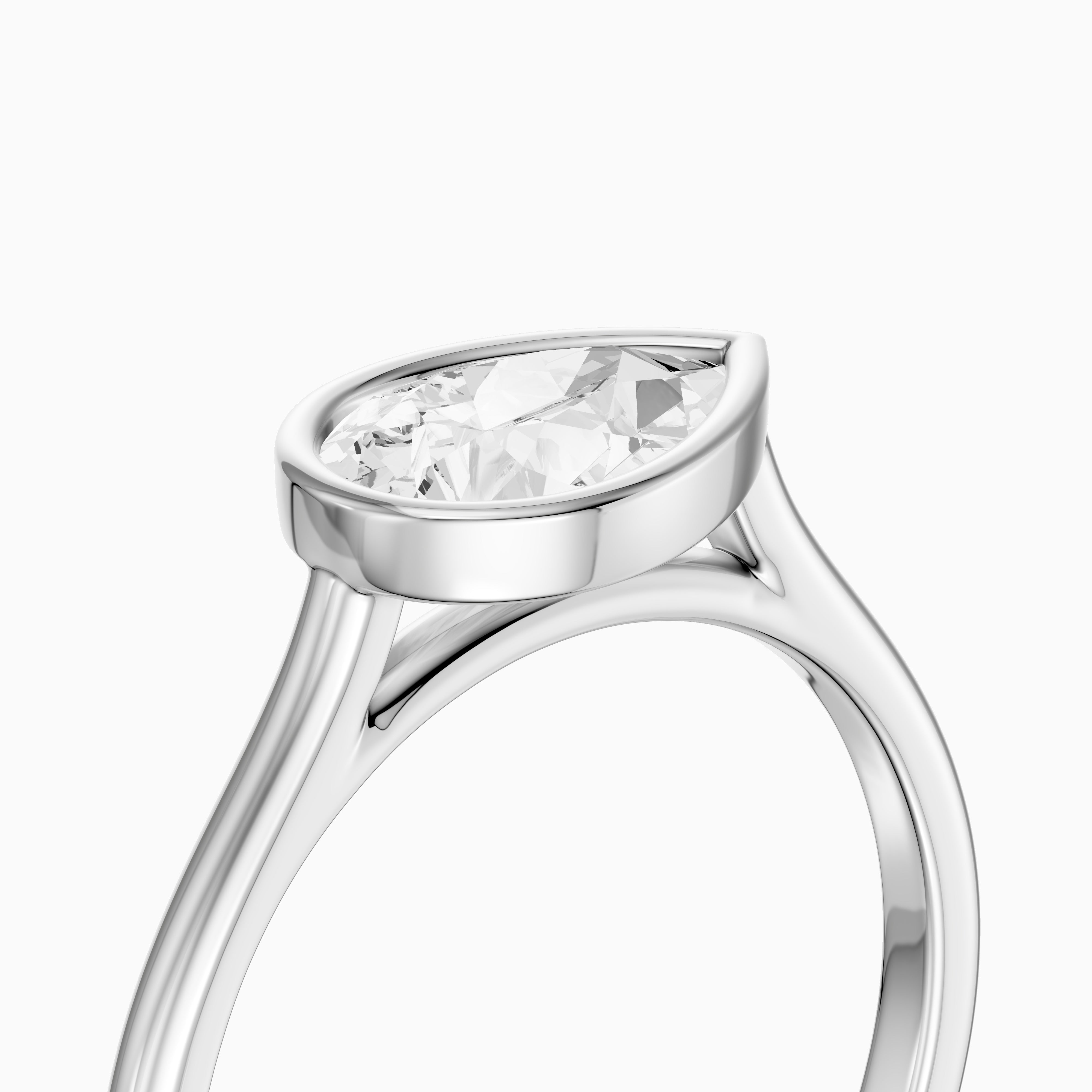 Madison Pear Cut East West Bezel Lab Grown Diamond Engagement Ring