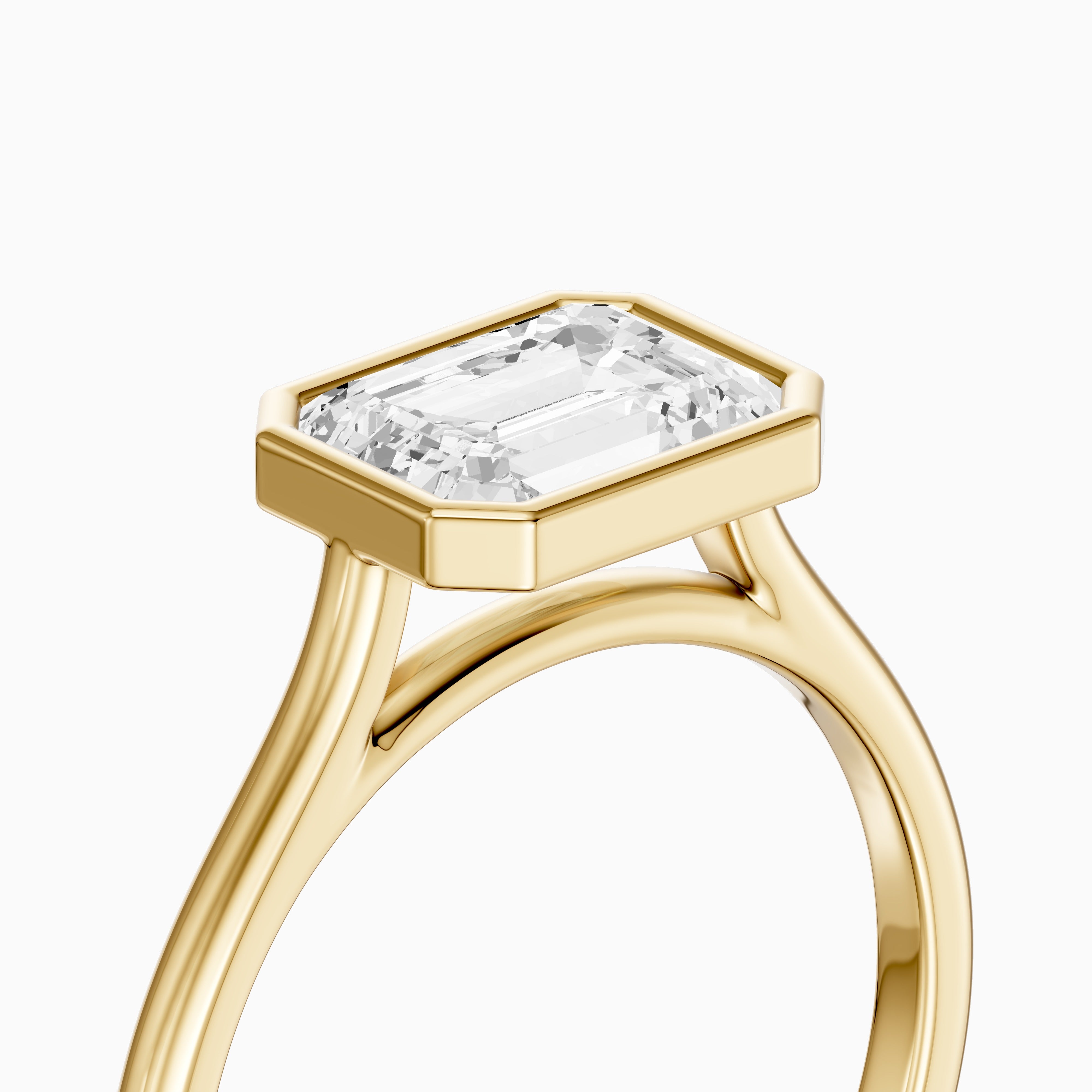 Abigail Emerald Cut East West Bezel Set Solitaire Lab Grown Diamond Ring