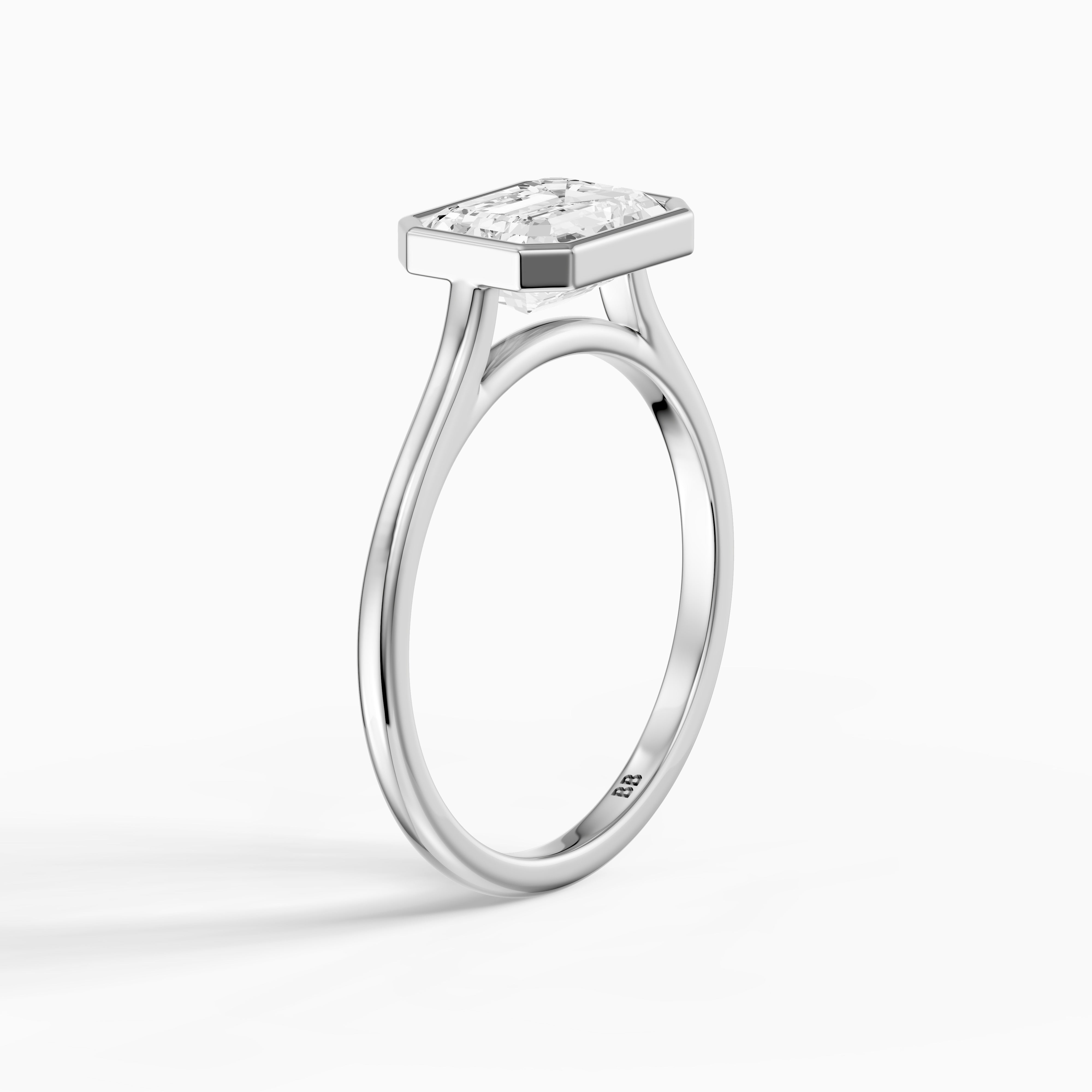 Abigail Emerald Cut East West Bezel Set Solitaire Lab Grown Diamond Ring
