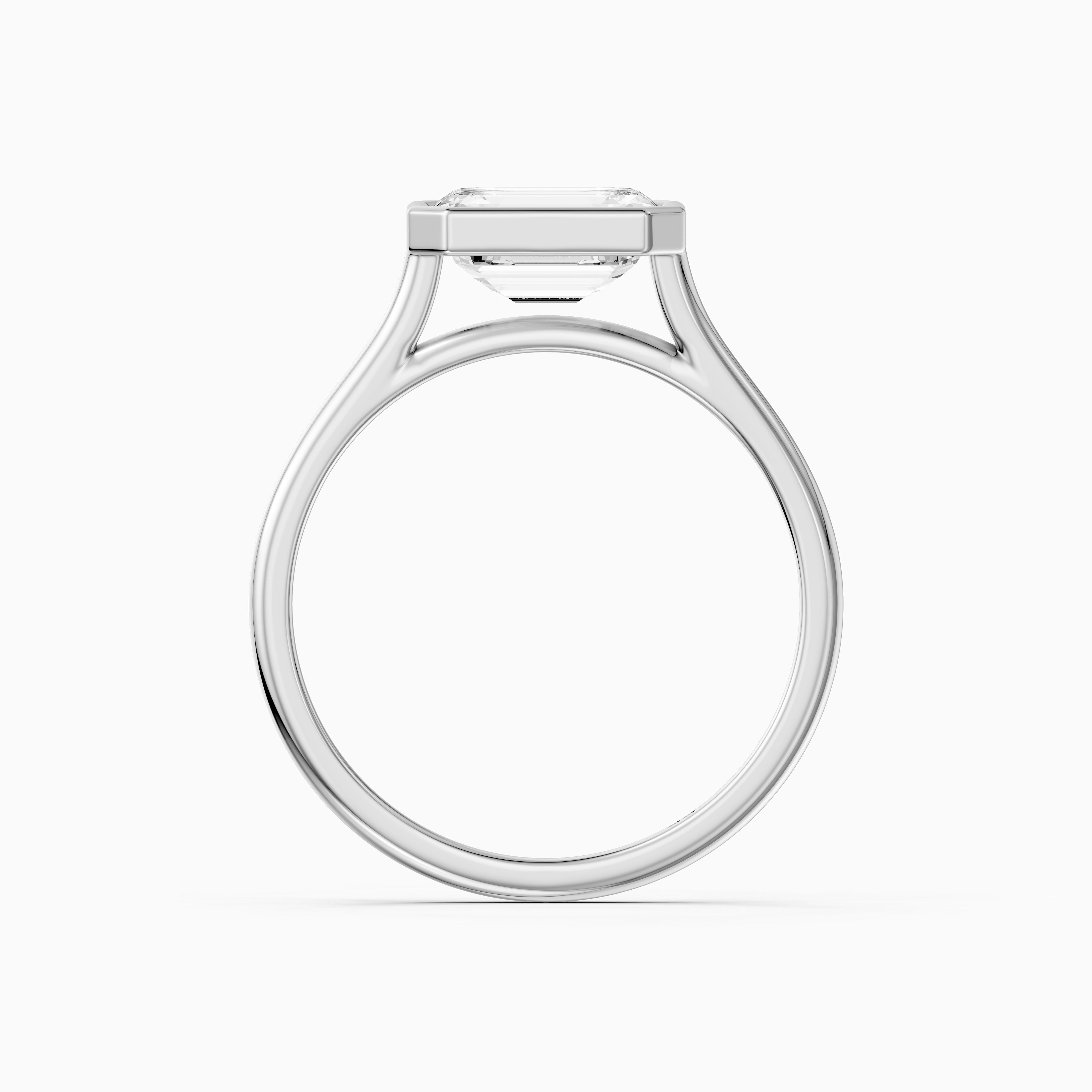 Abigail Emerald Cut East West Bezel Set Solitaire Lab Grown Diamond Ring