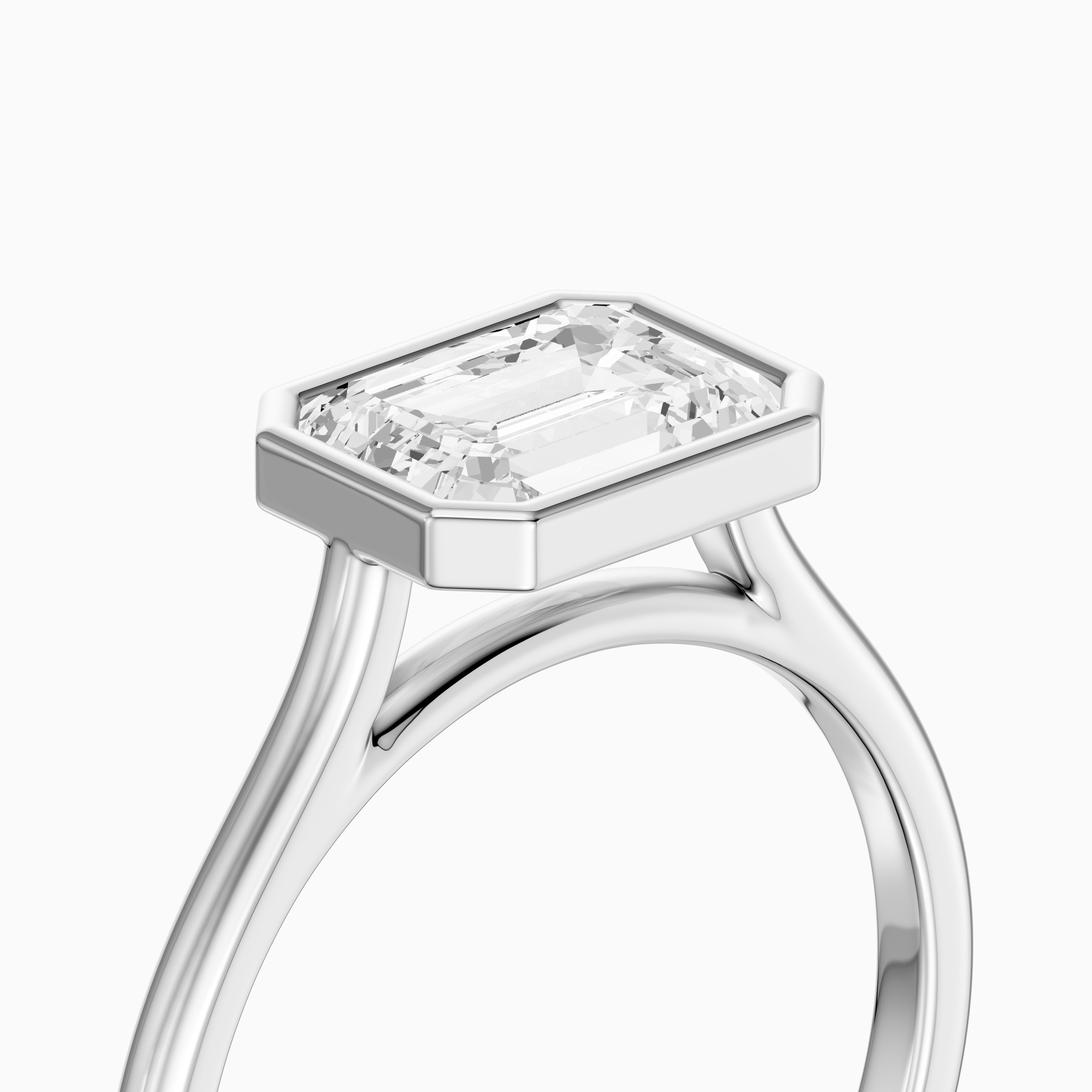 Abigail Emerald Cut East West Bezel Set Solitaire Lab Grown Diamond Ring