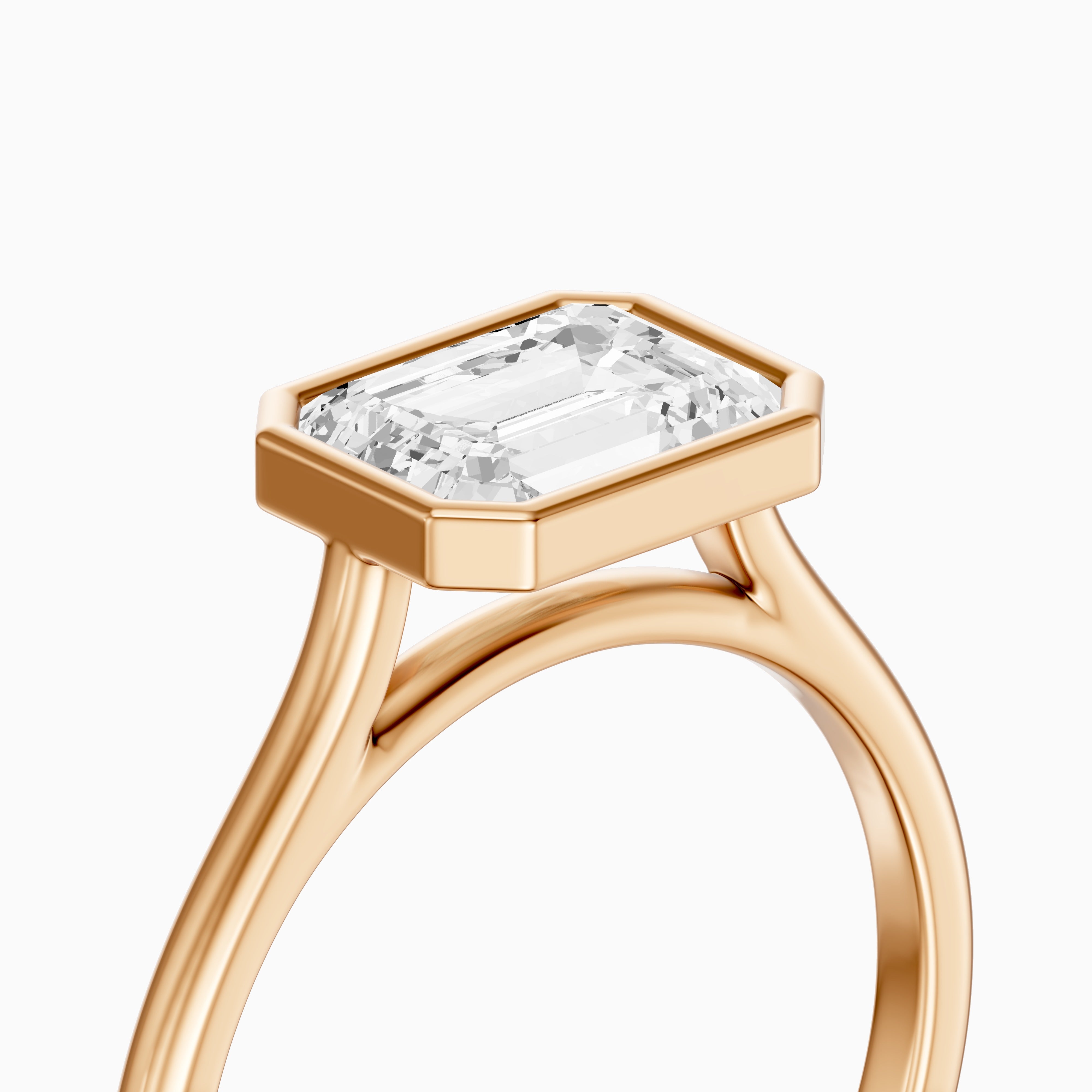 Abigail Emerald Cut East West Bezel Set Solitaire Lab Grown Diamond Ring