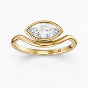 Eleanor Marquise Cut East West Bezel Set Moissanite Diamond Ring