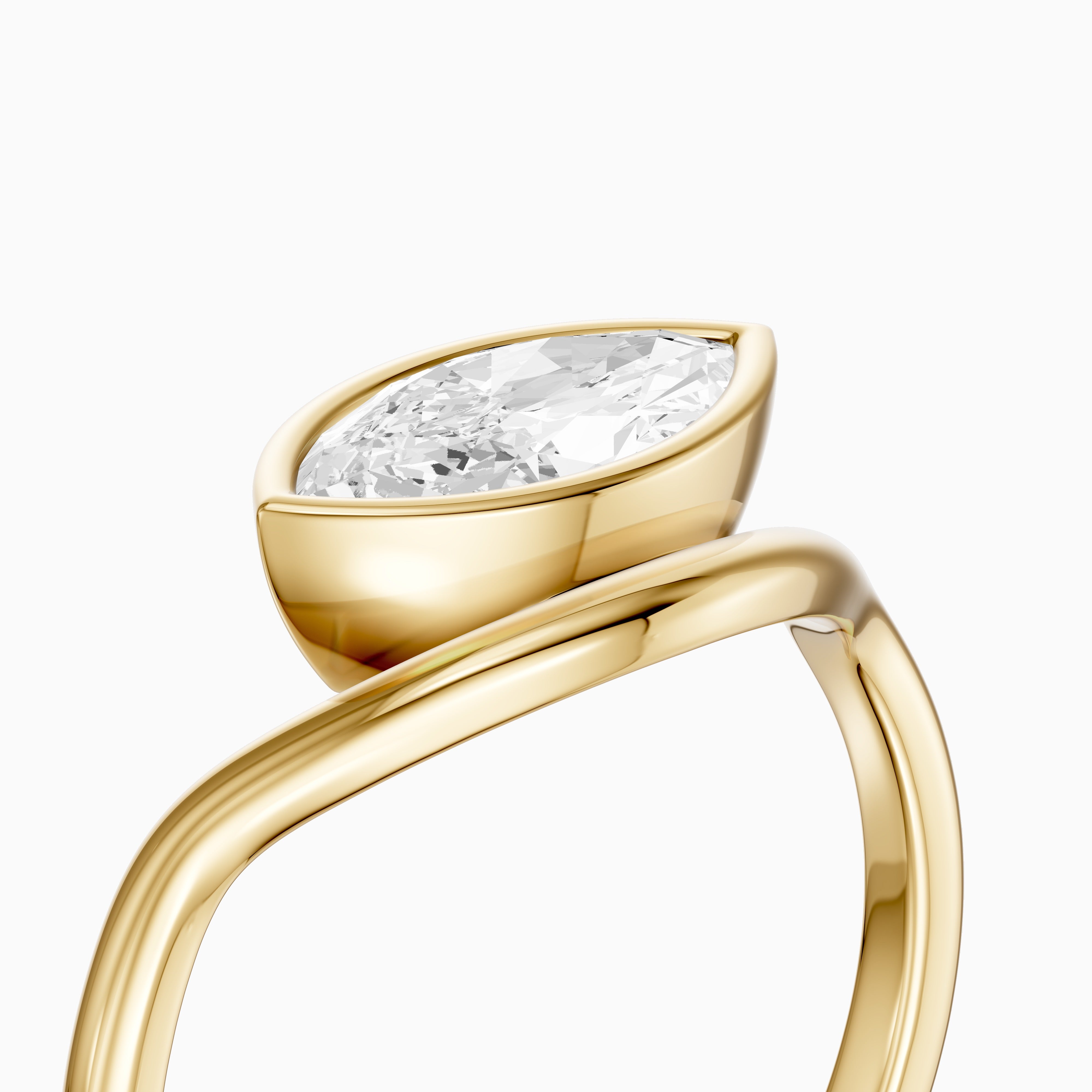 Eleanor Marquise Cut East West Bezel Set Moissanite Diamond Ring