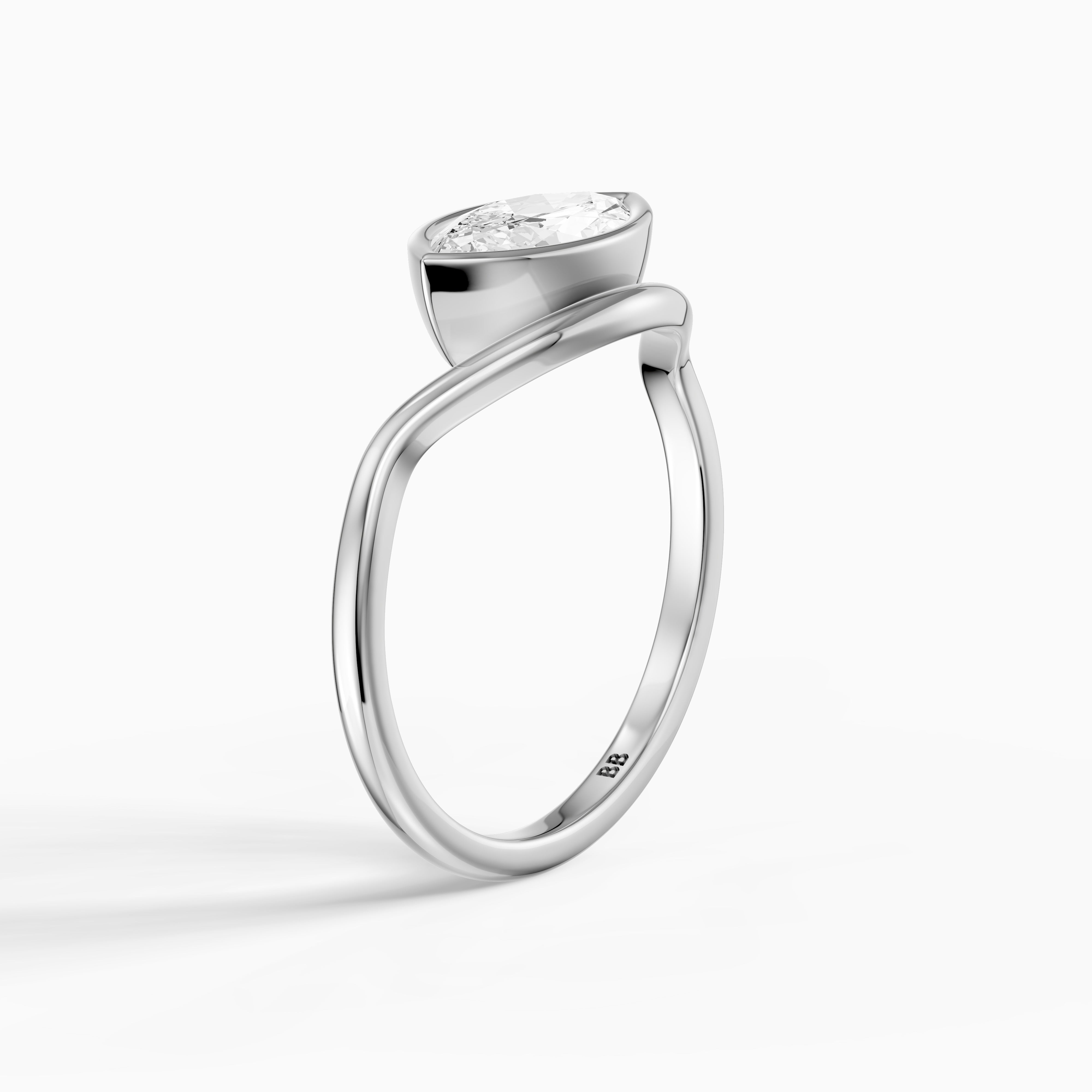 Eleanor Marquise Cut East West Bezel Set Moissanite Diamond Ring