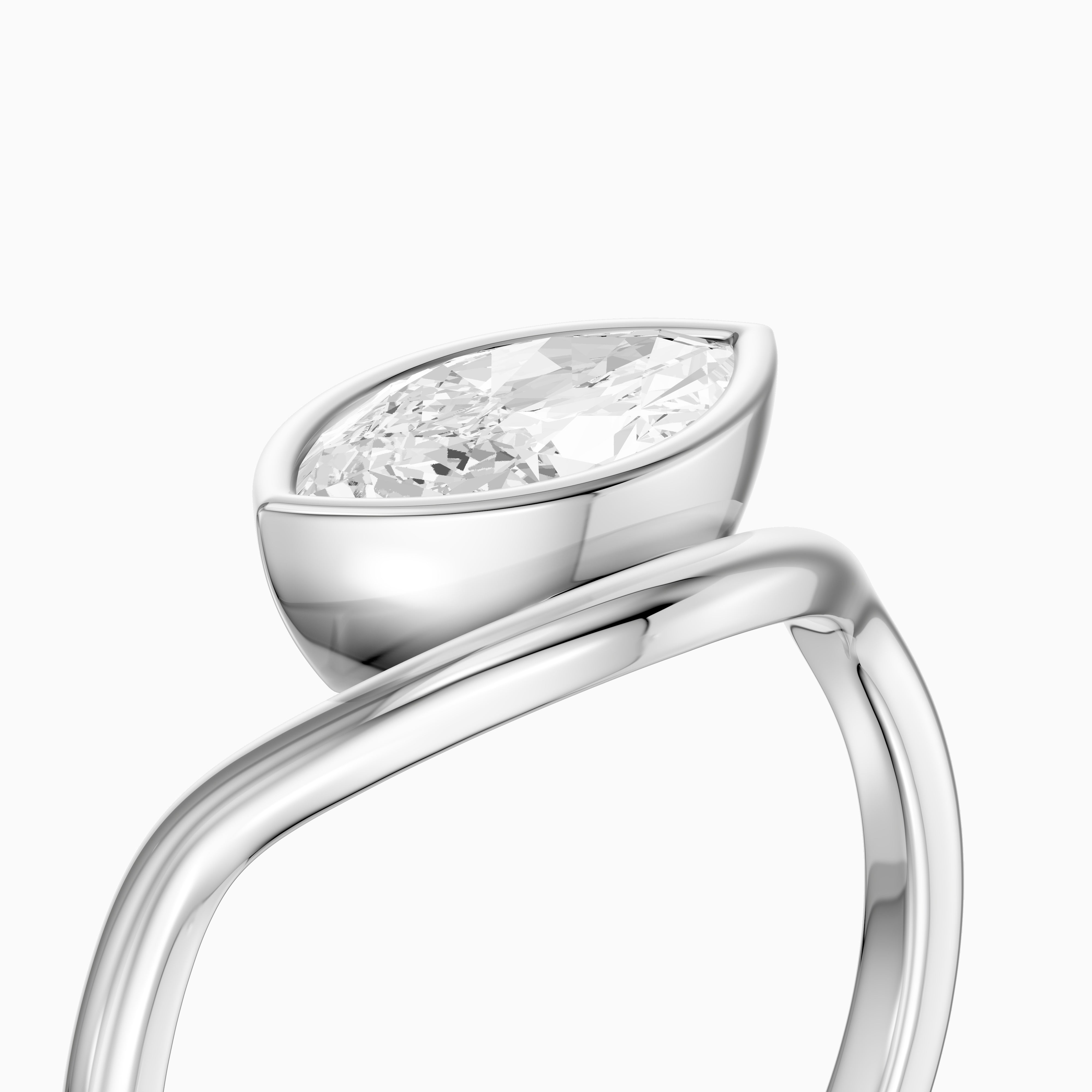 Eleanor Marquise Cut East West Bezel Set Moissanite Diamond Ring
