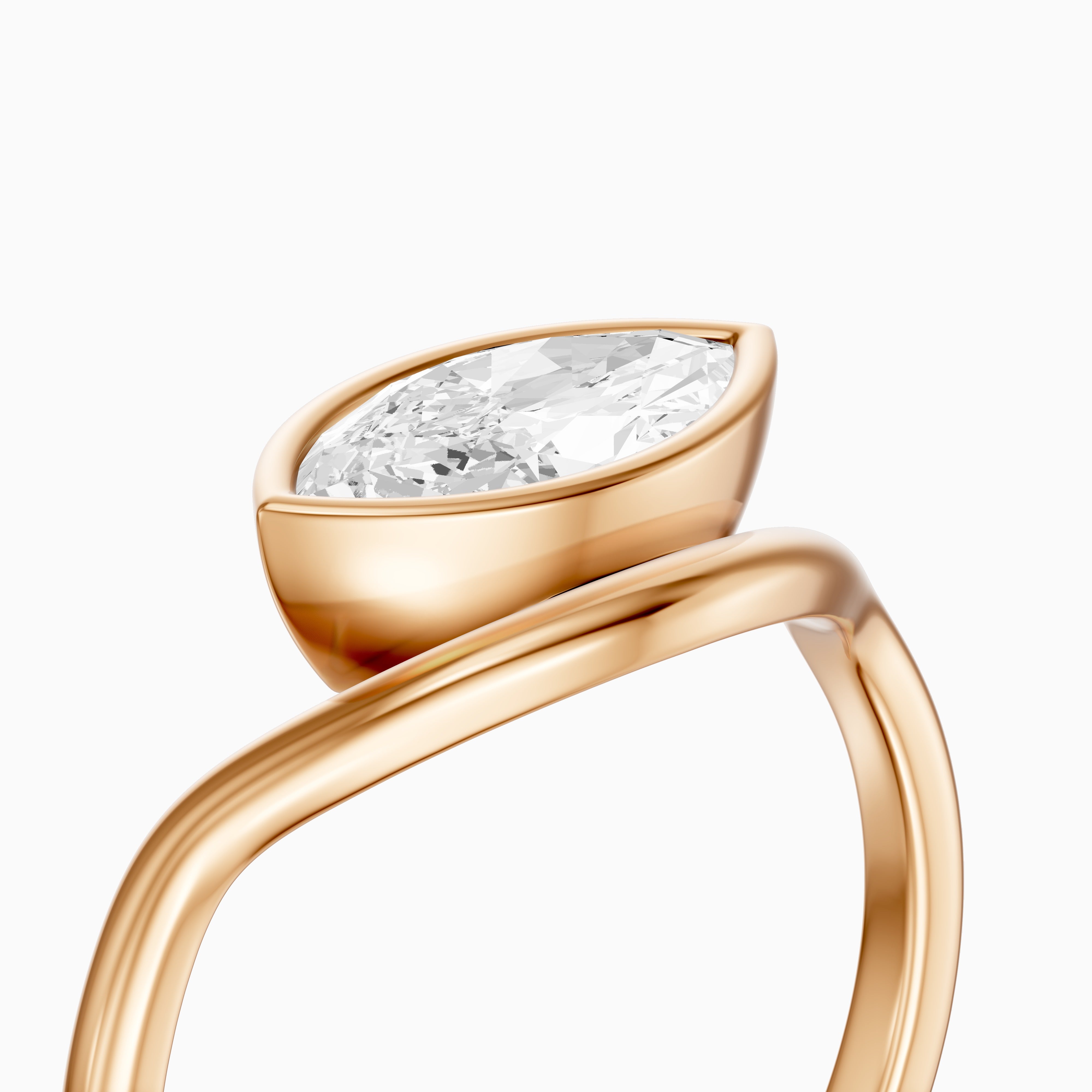 Eleanor Marquise Cut East West Bezel Set Moissanite Diamond Ring