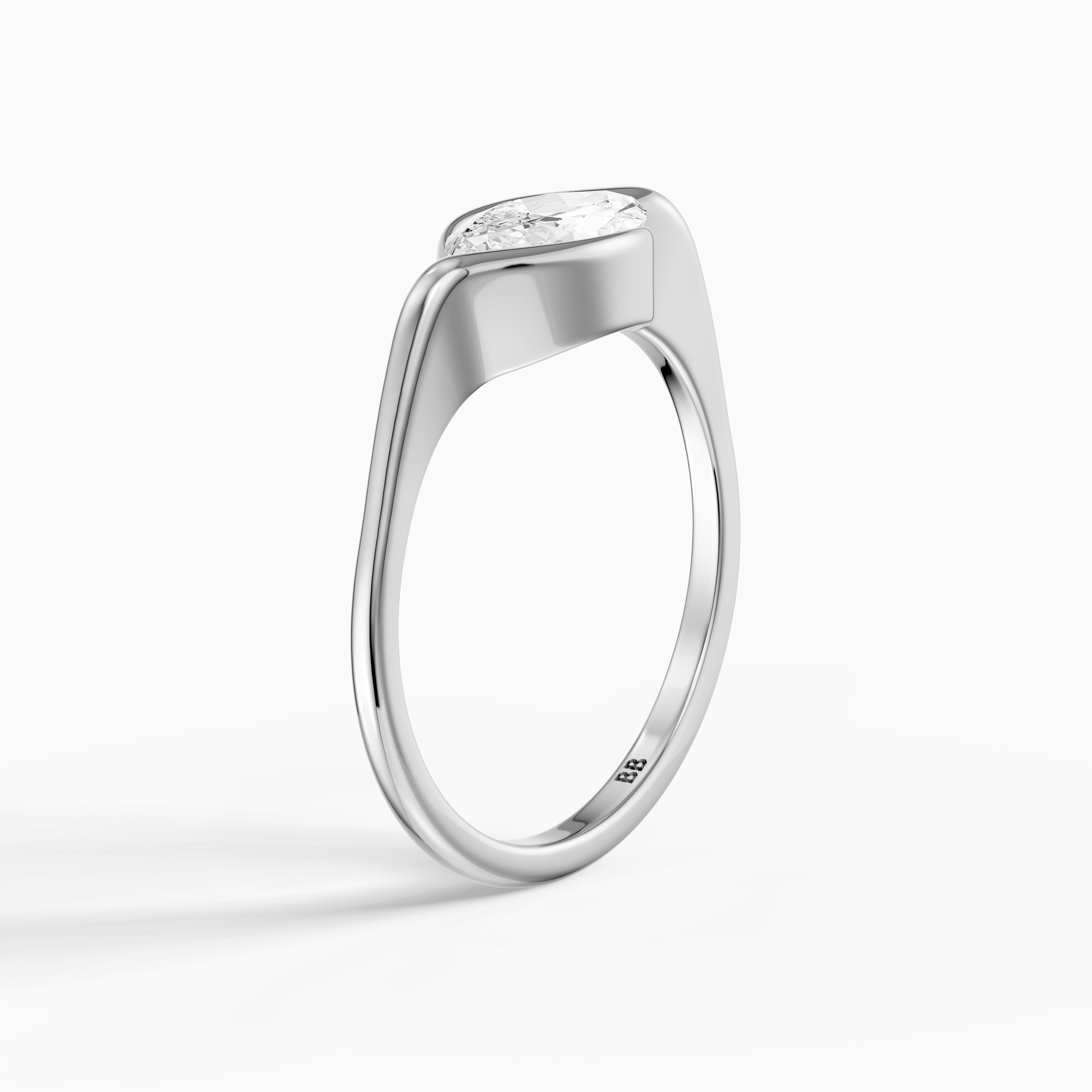 Natalie Marquise Cut East West Half Bezel Moissanite Diamond Ring