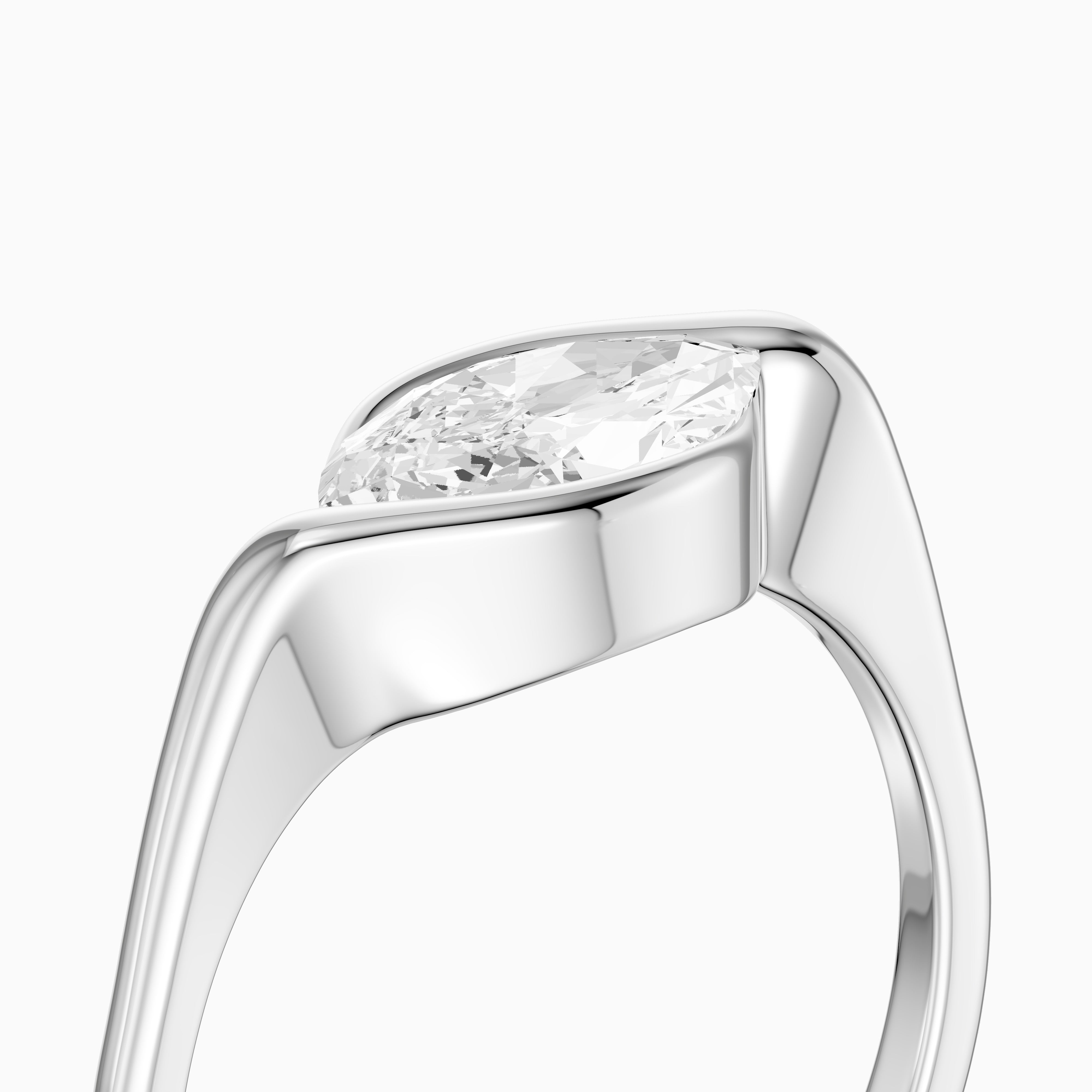 Natalie Marquise Cut East West Half Bezel Moissanite Diamond Ring