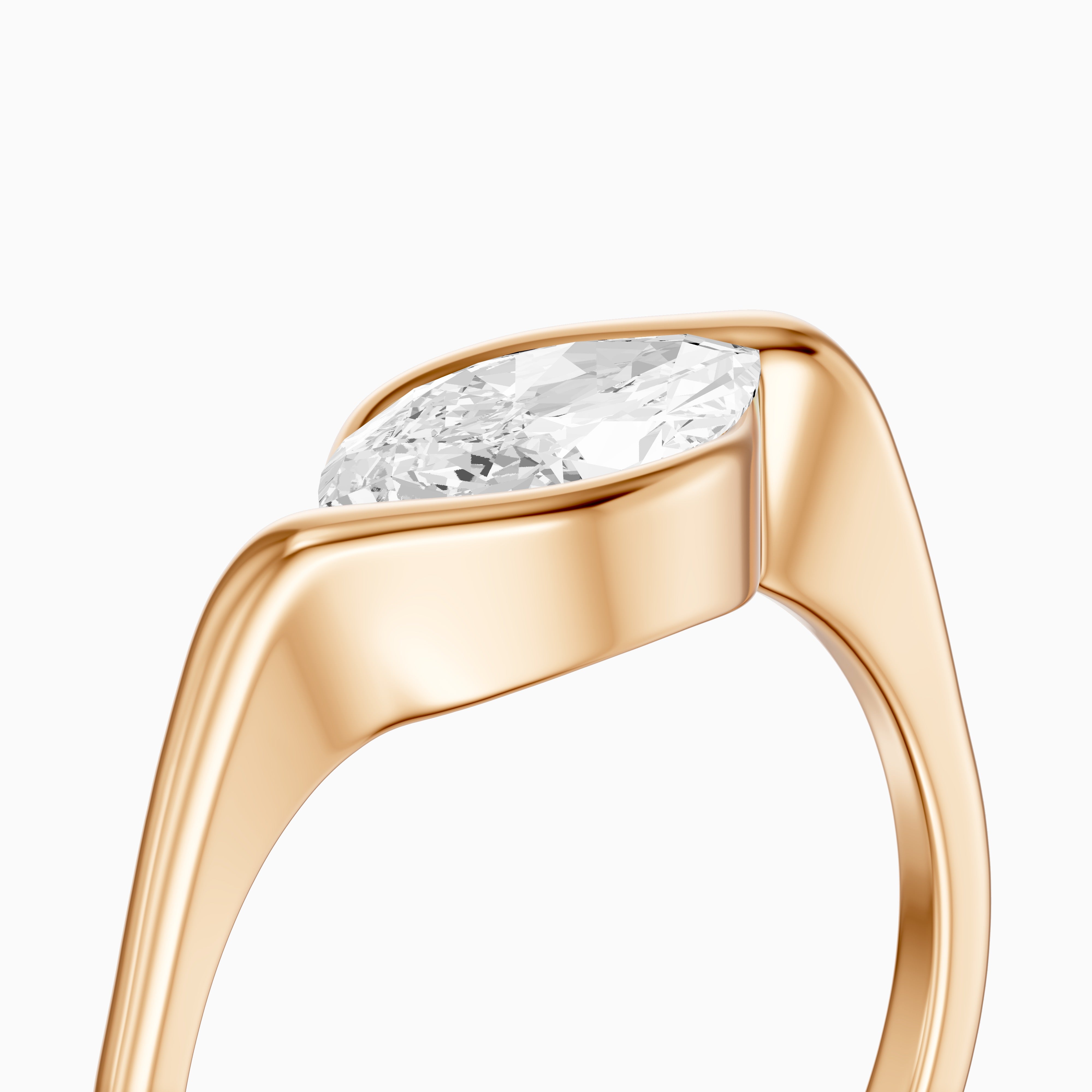 Natalie Marquise Cut East West Half Bezel Moissanite Diamond Ring