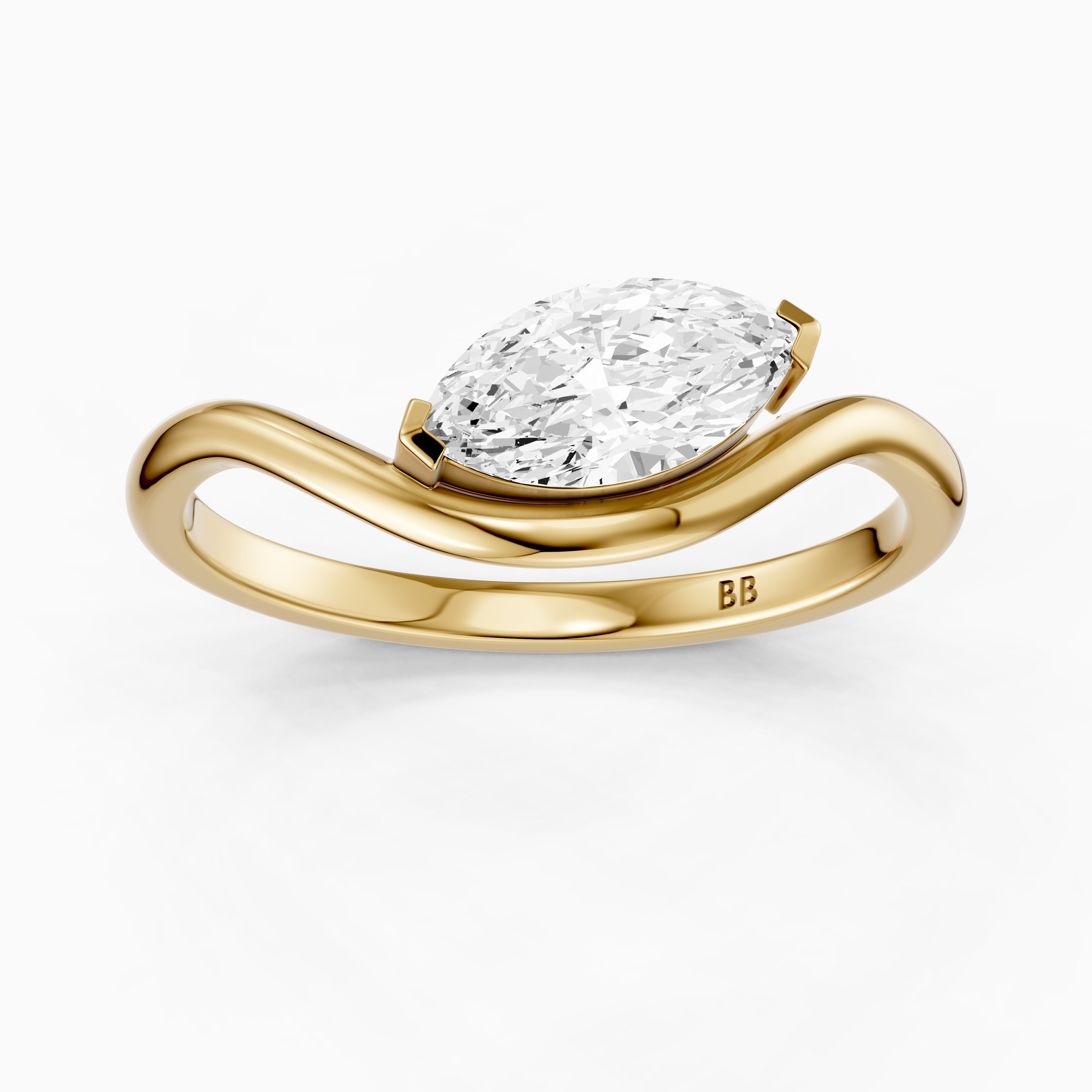 Lillian Marquise Cut East West Solitaire Lab Grown Diamond Ring