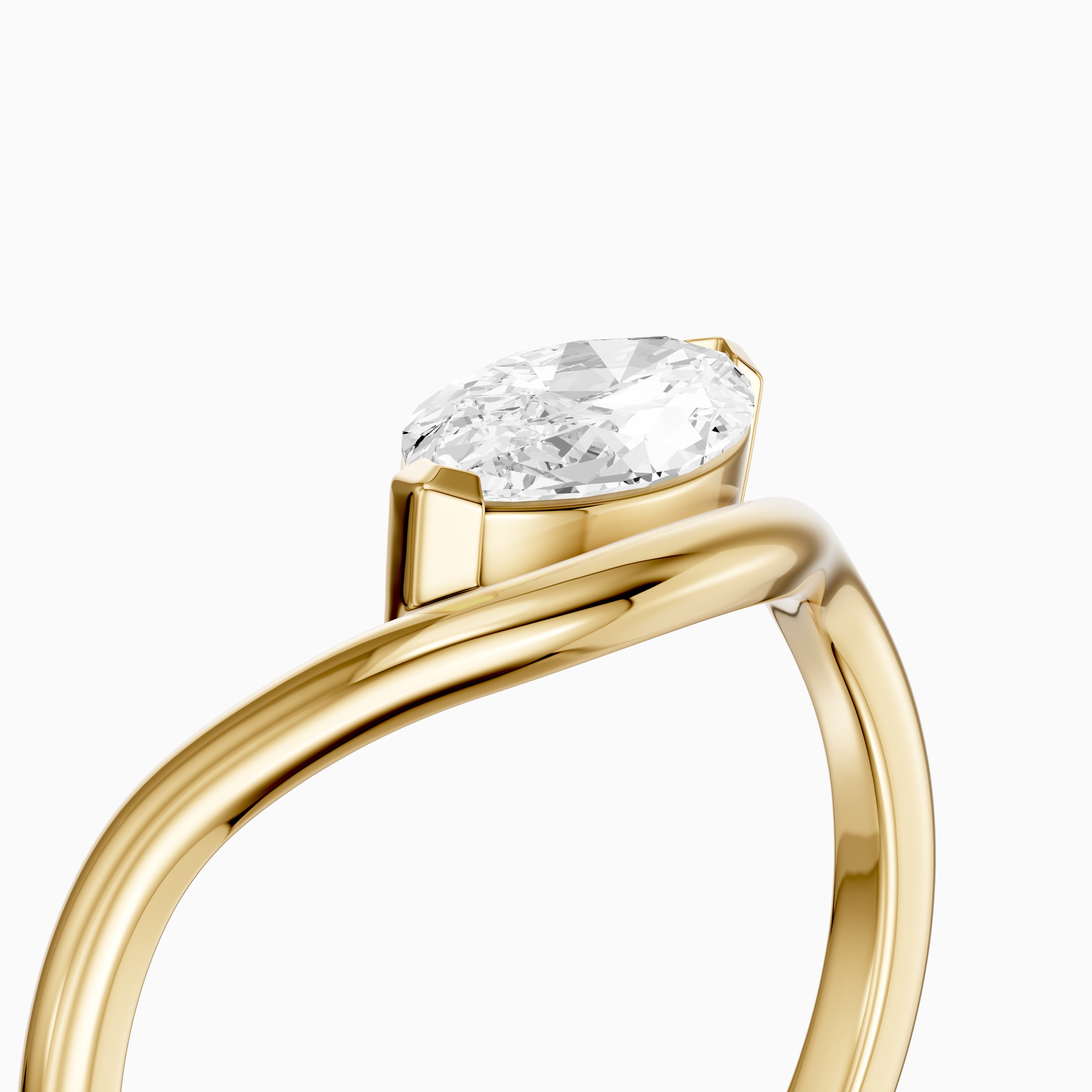 Lillian Marquise Cut East West Solitaire Moissanite Diamond Ring