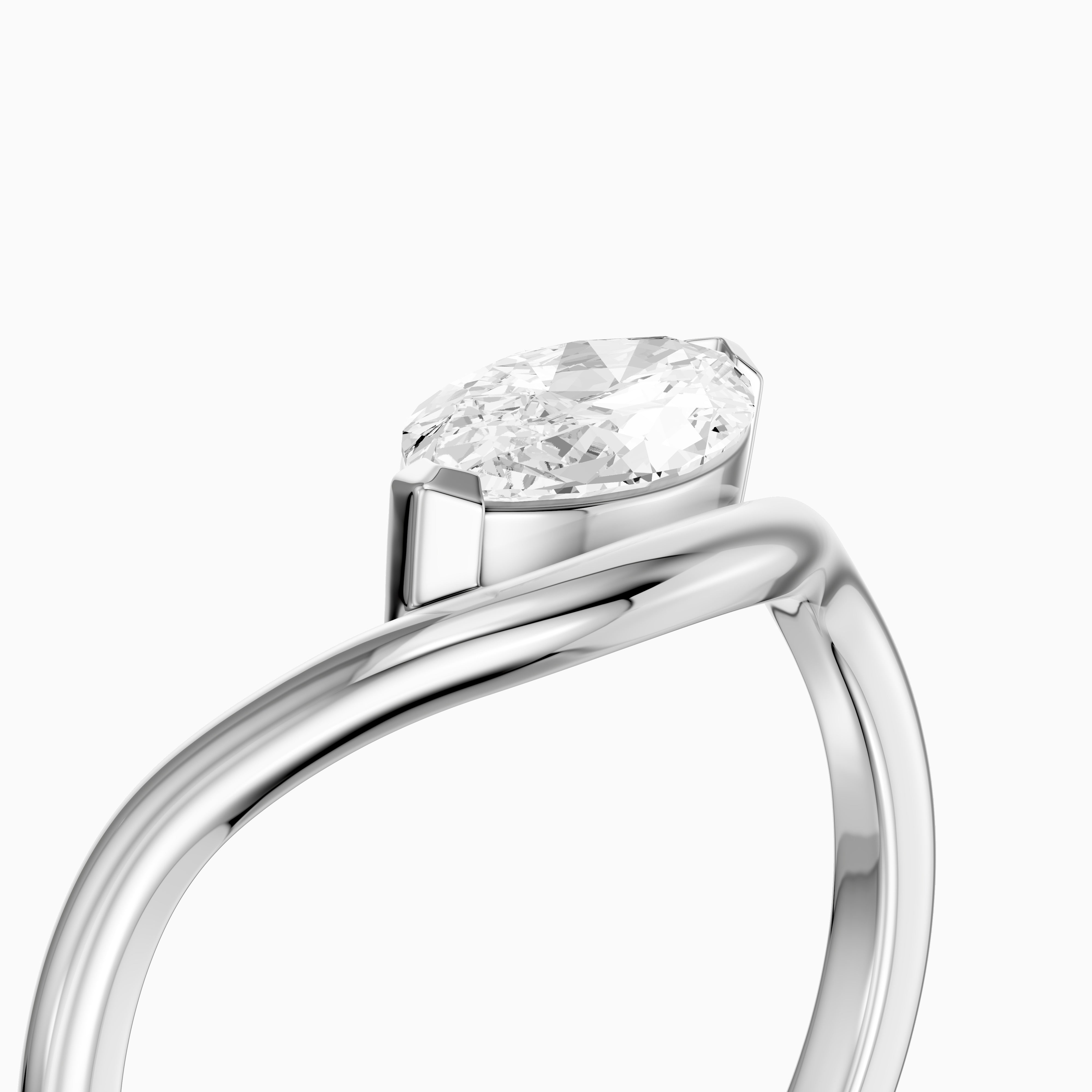 Lillian Marquise Cut East West Solitaire Moissanite Diamond Ring