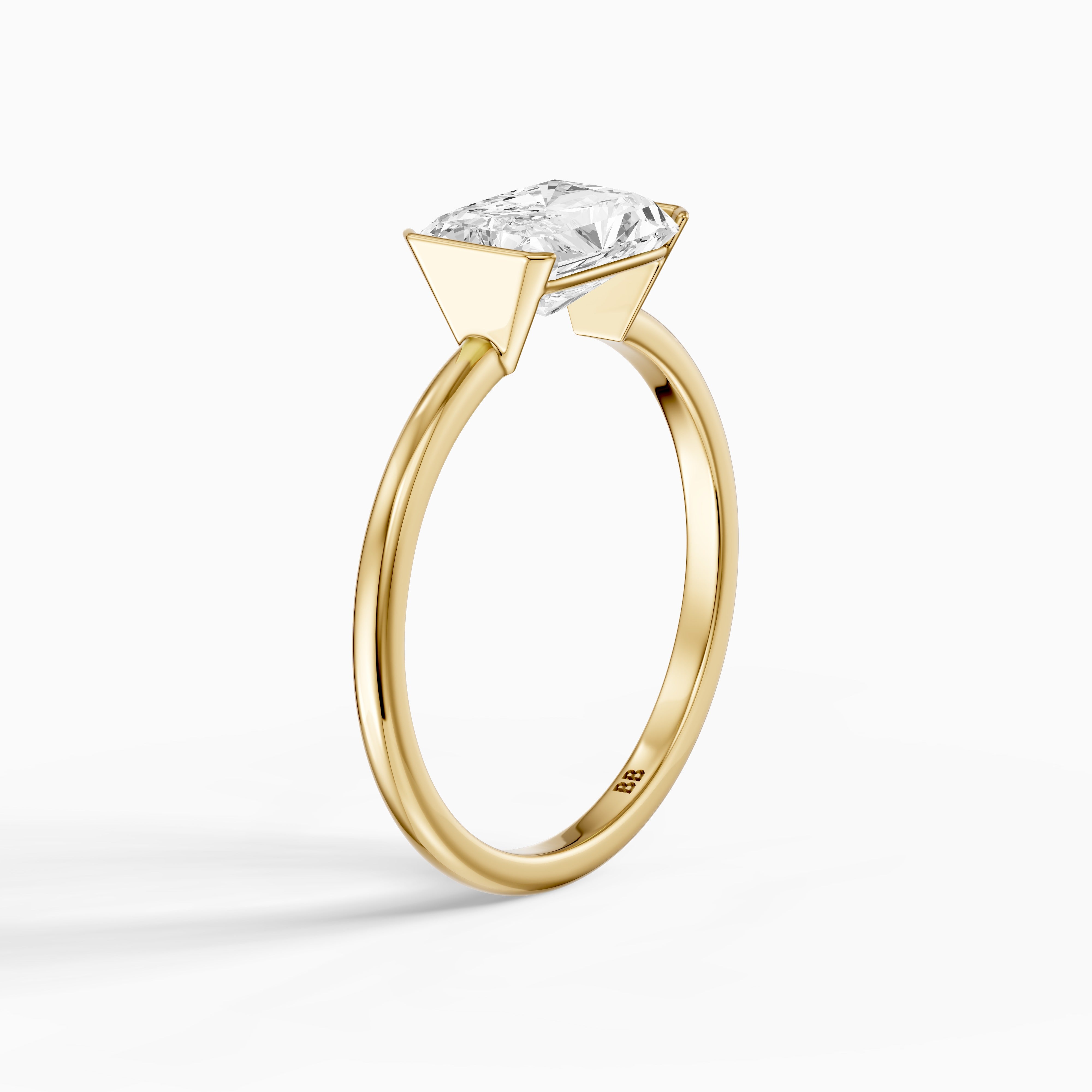Penelope Radiant Cut East West Half Bezel Moissanite Diamond Ring