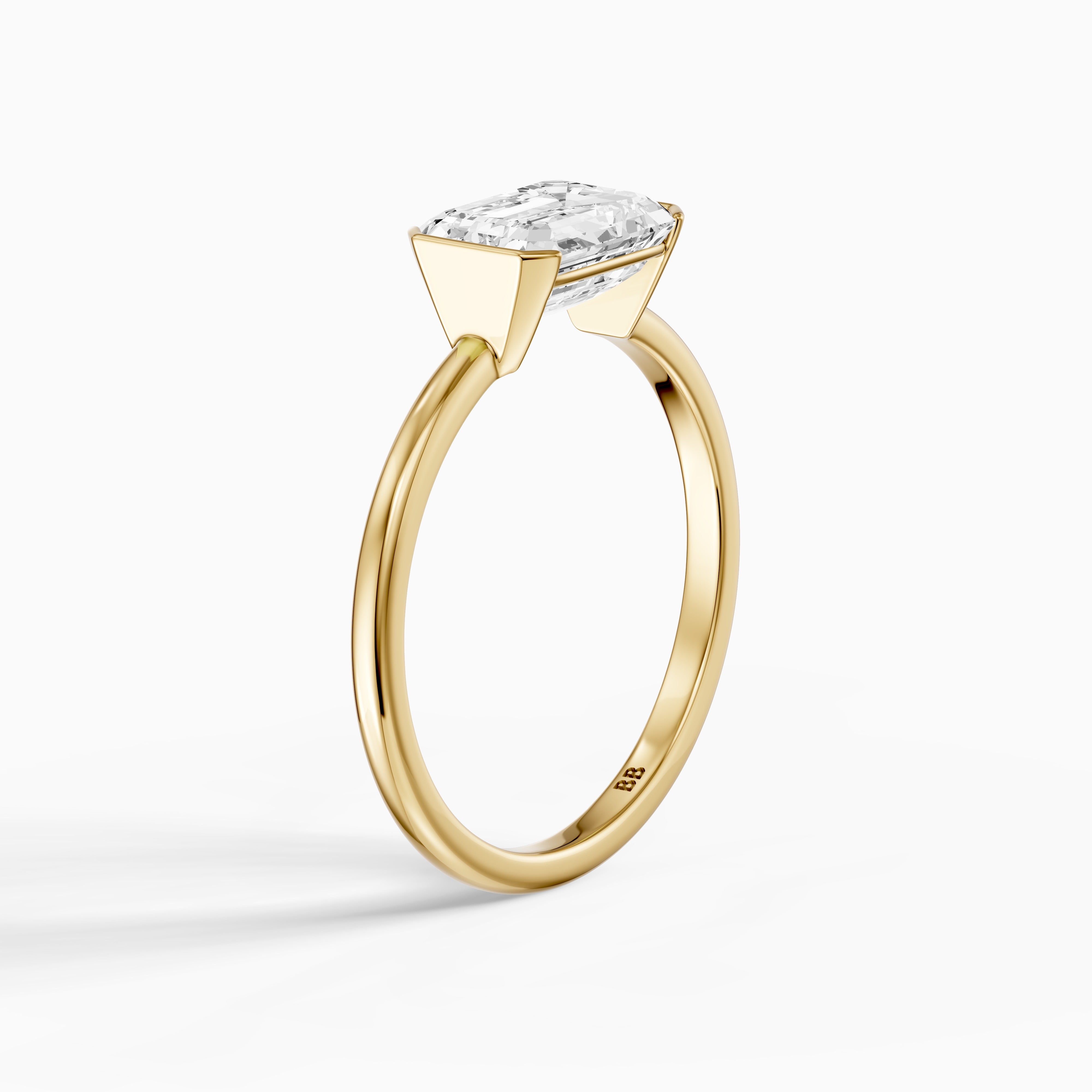 Kennedy Emerald Cut East West Half Bezel Moissanite Diamond Ring