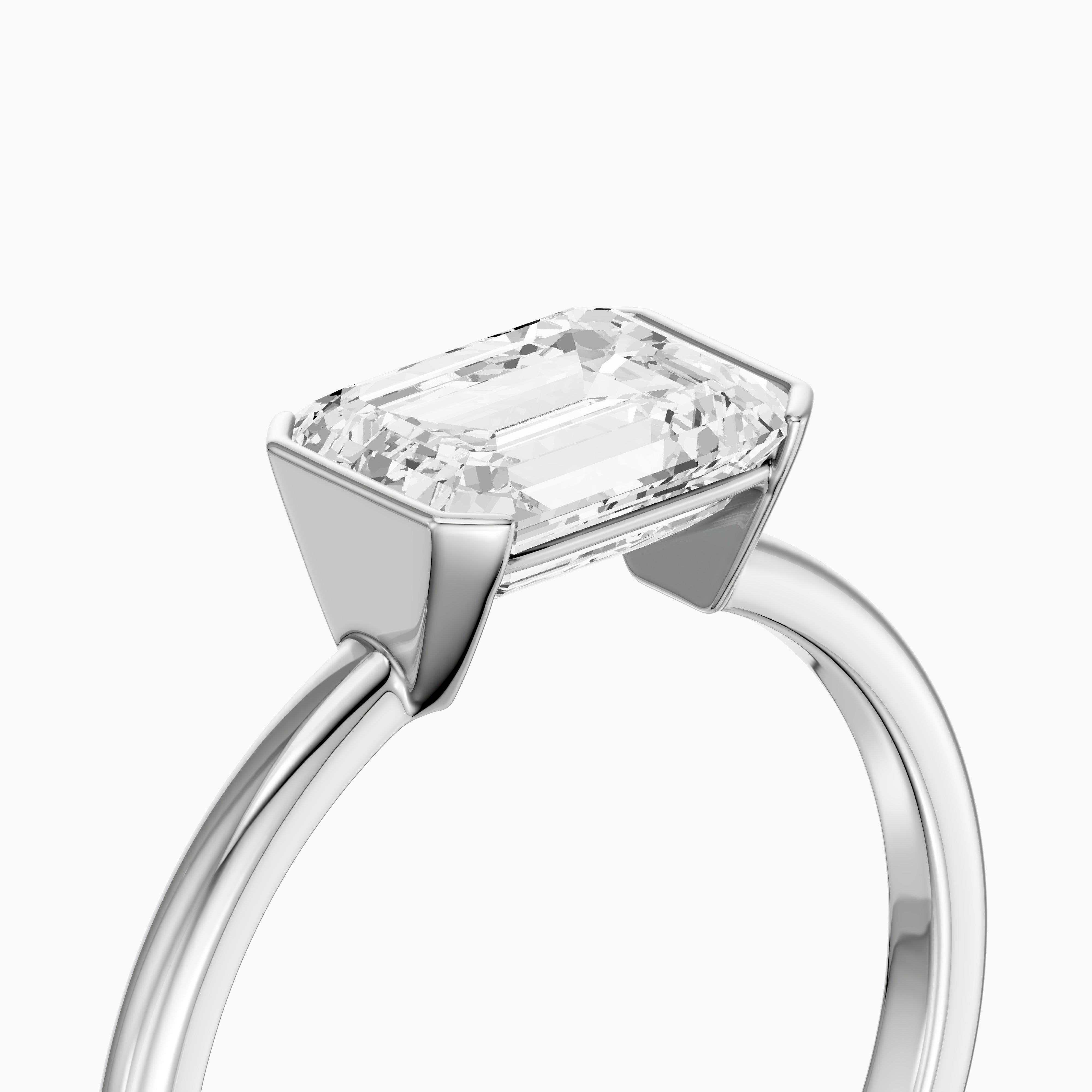 Kennedy Emerald Cut East West Half Bezel Lab Grown Diamond Ring