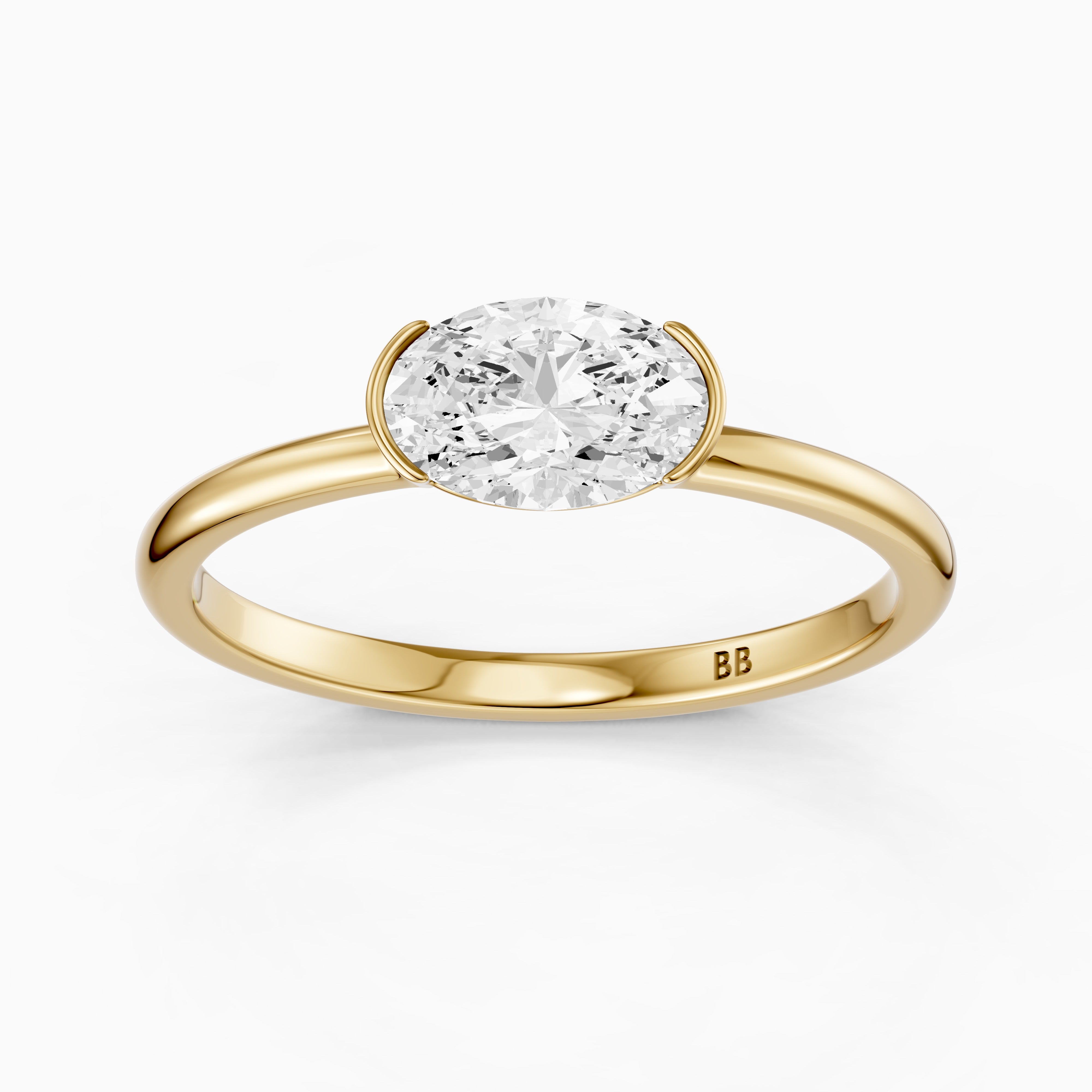 Zendaya Oval Cut East West Half Bezel Lab Grown Diamond Ring