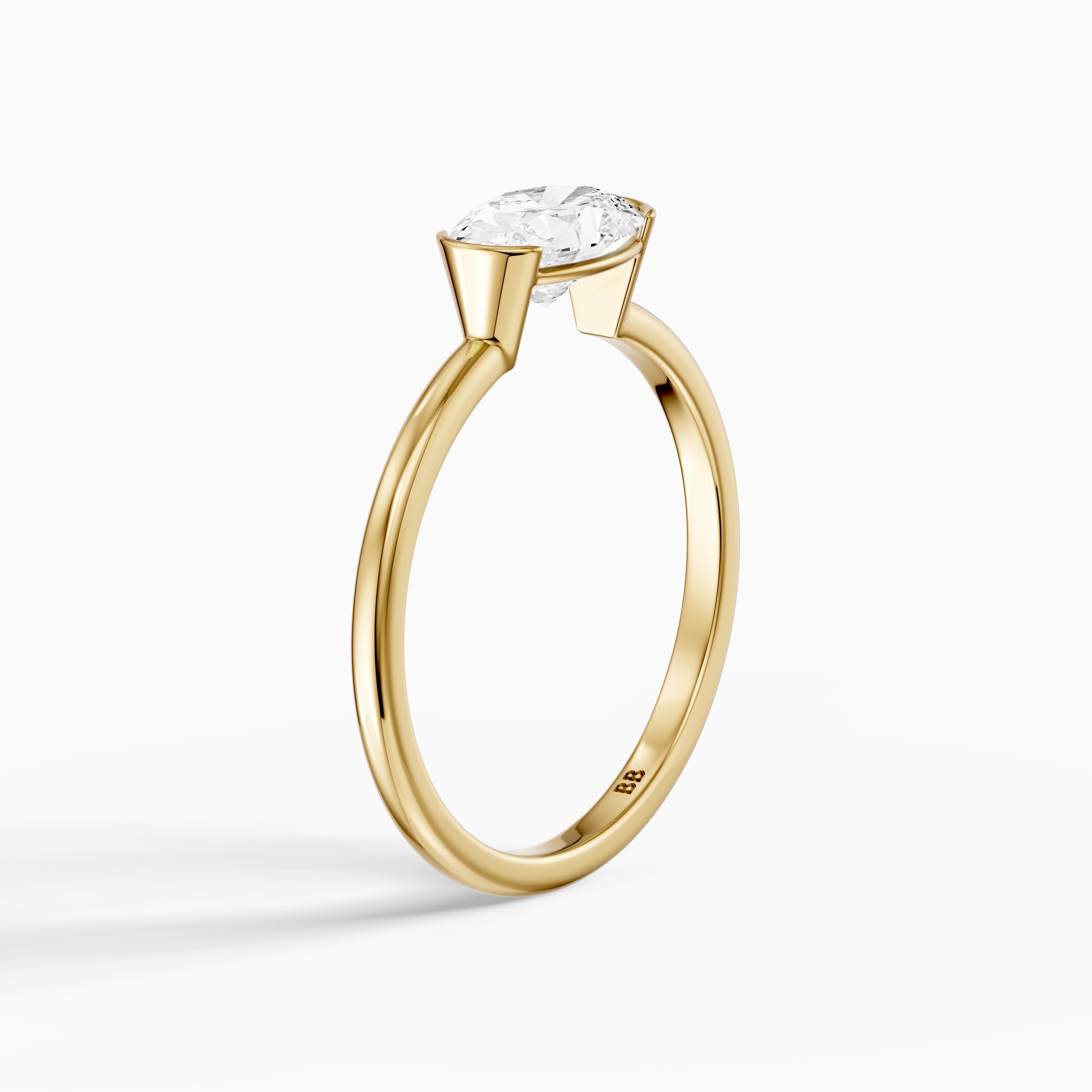 Zendaya Oval Cut East West Half Bezel Lab Grown Diamond Ring