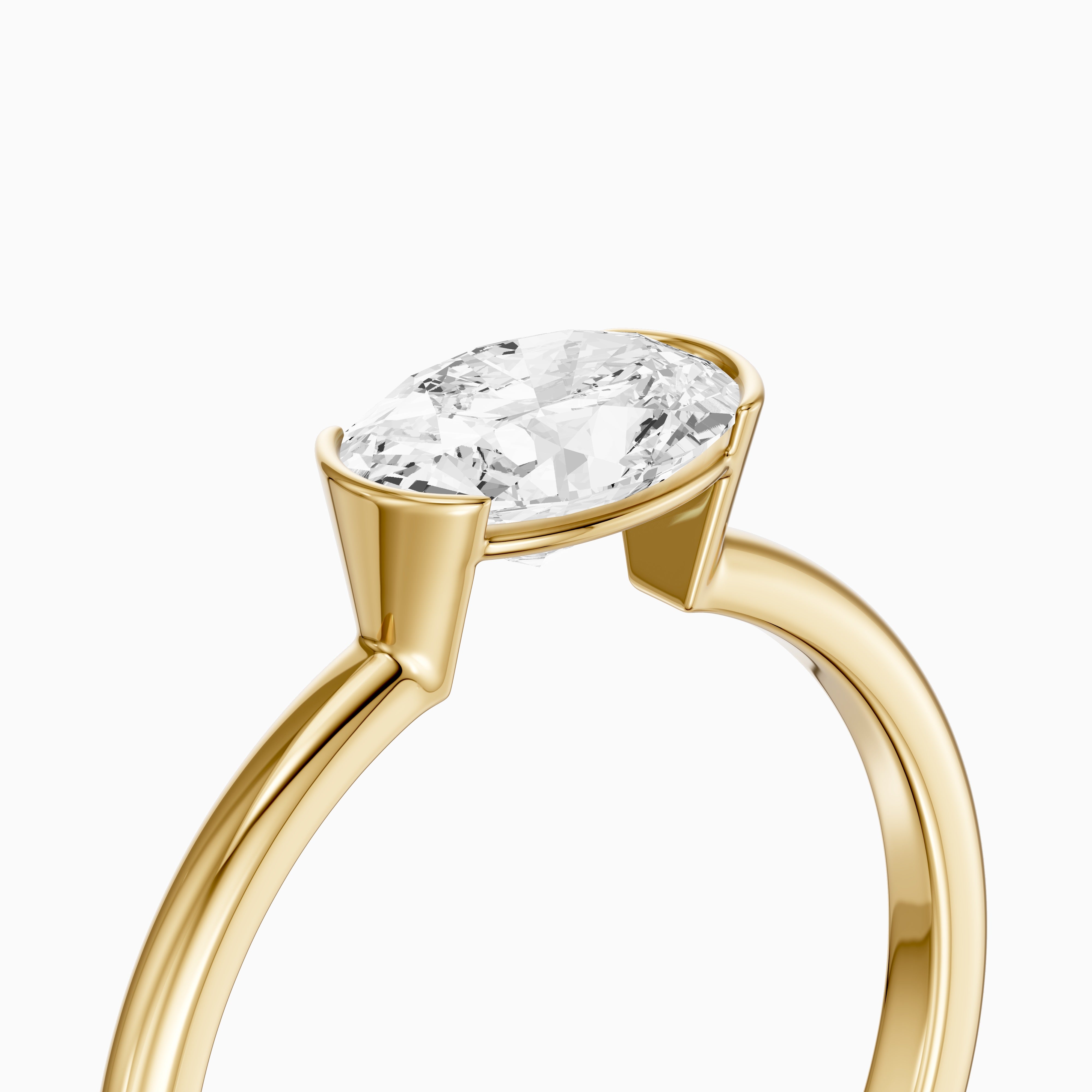 Zendaya Oval Cut East West Half Bezel Lab Grown Diamond Ring