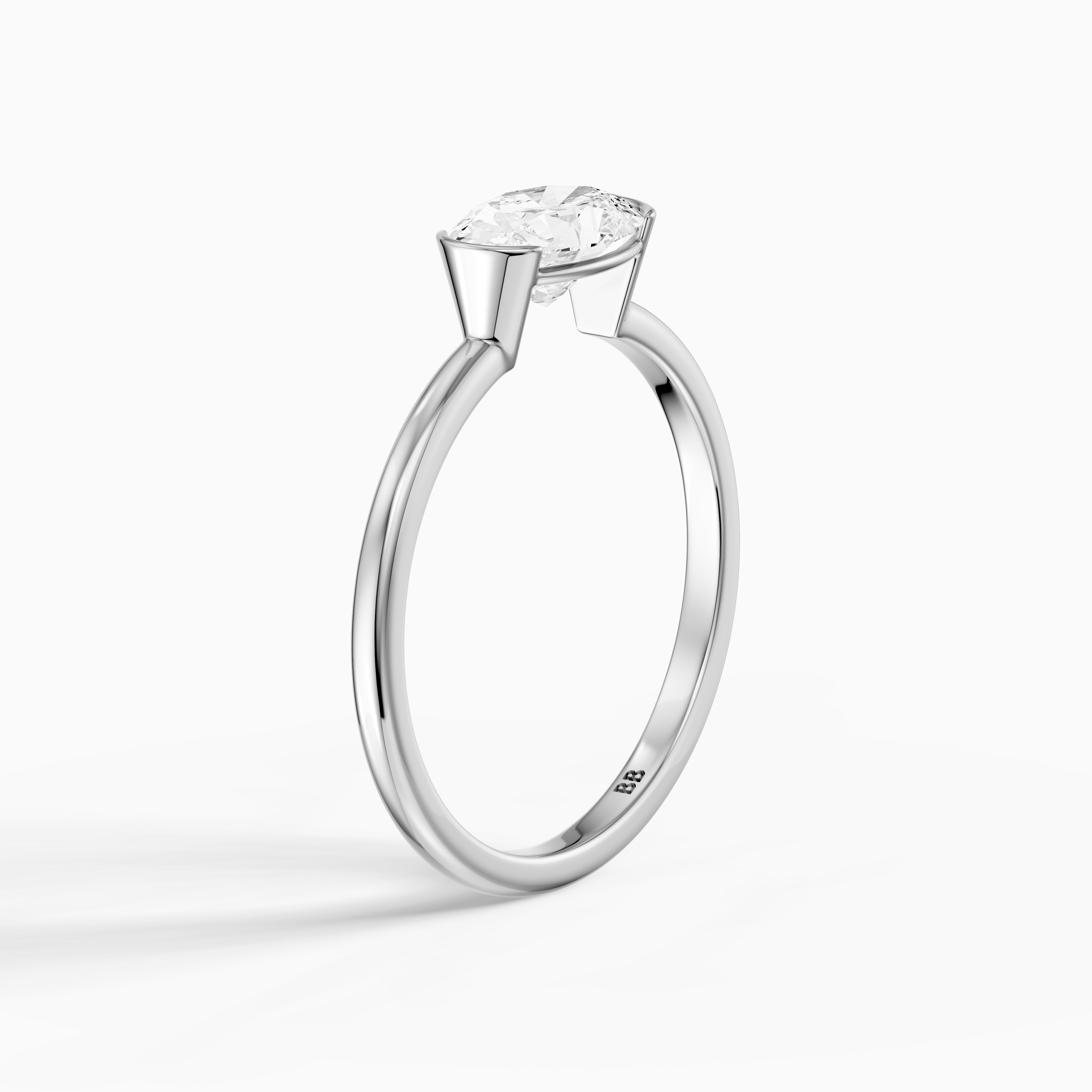 Zendaya Oval Cut East West Half Bezel Lab Grown Diamond Ring