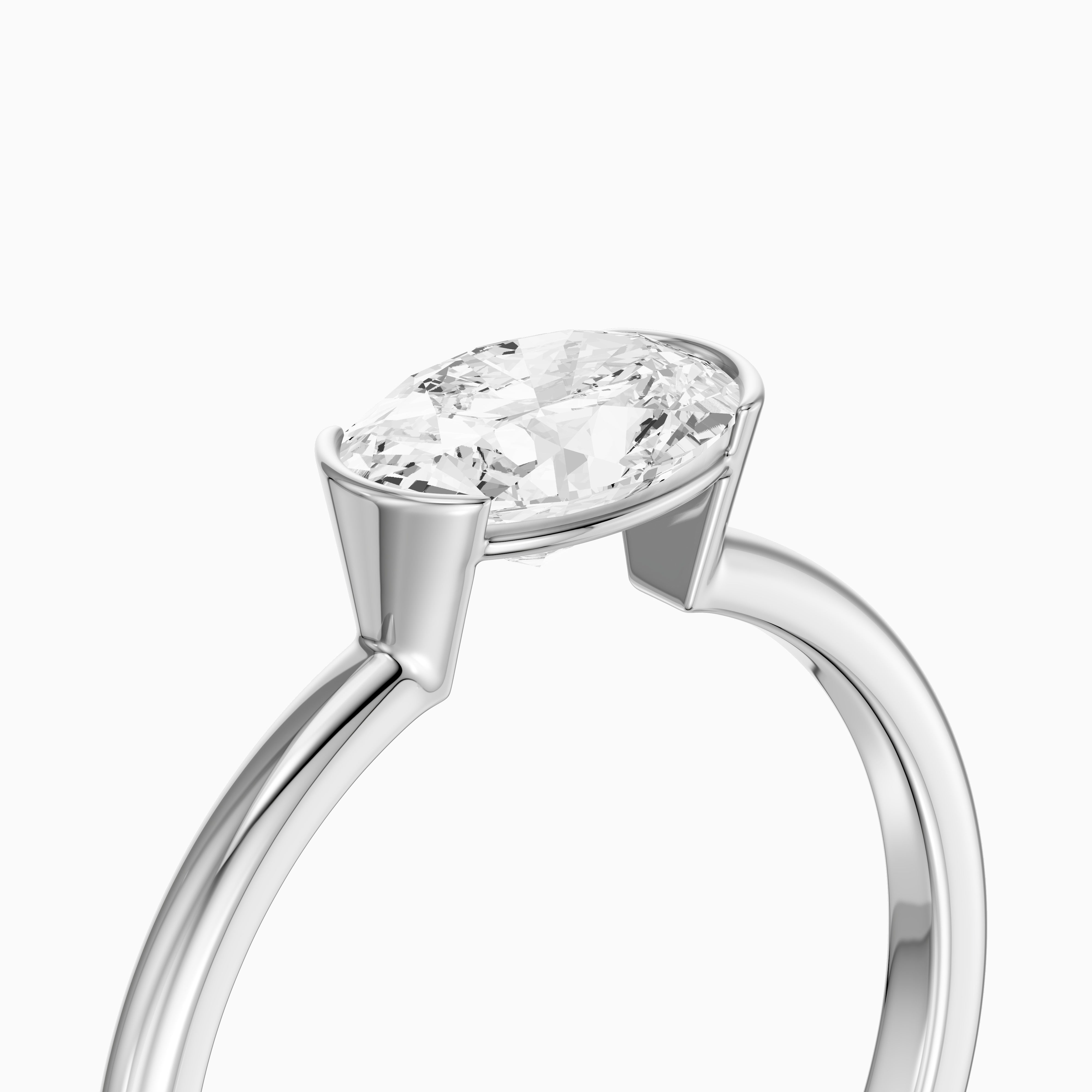 Zendaya Oval Cut East West Half Bezel Lab Grown Diamond Ring